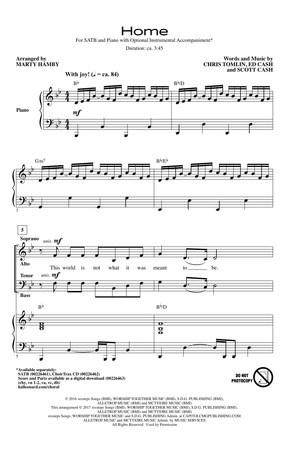 Home (arr. Marty Hamby) (SATB Choir) von Chris Tomlin