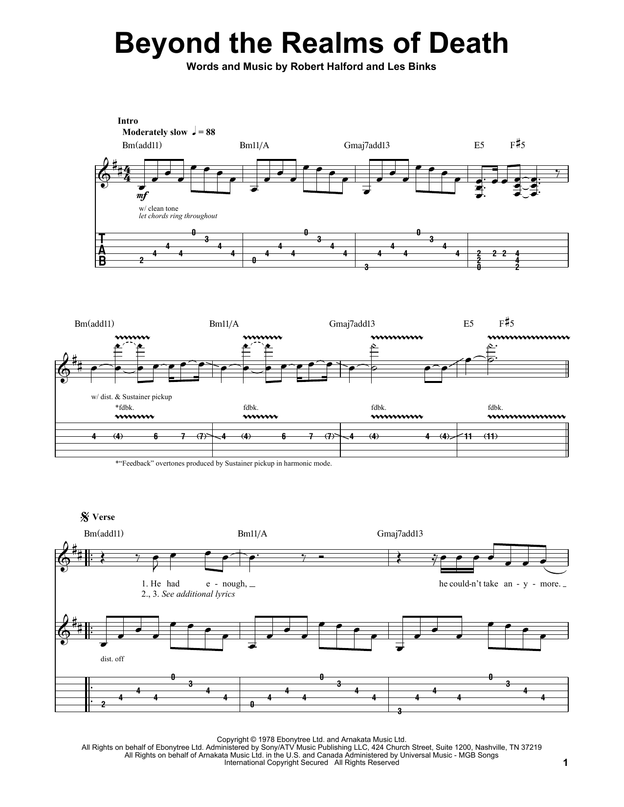 Beyond The Realms Of Death (Guitar Tab (Single Guitar)) von Judas Priest