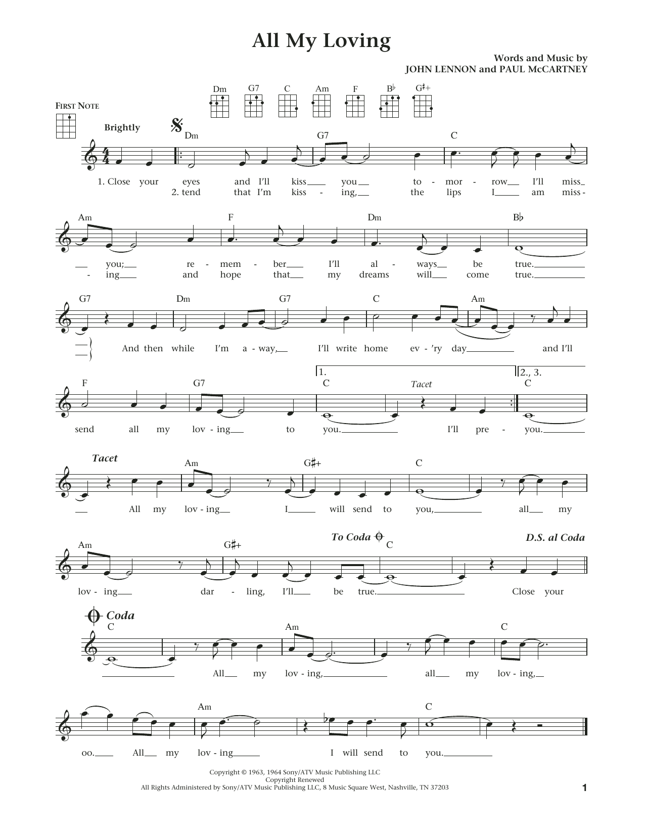 All My Loving (from The Daily Ukulele) (arr. Liz and Jim Beloff) (Ukulele) von The Beatles