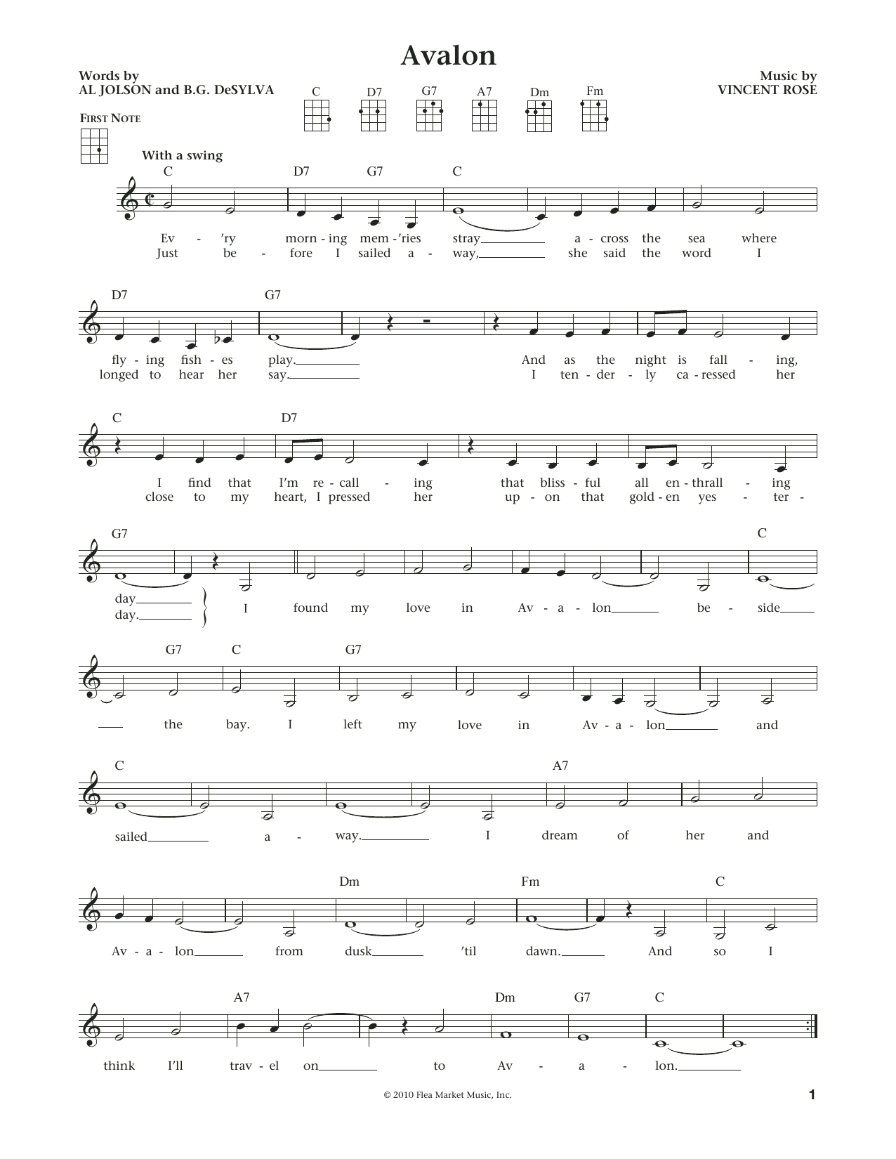 Avalon (from The Daily Ukulele) (arr. Liz and Jim Beloff) (Ukulele) von Al Jolson