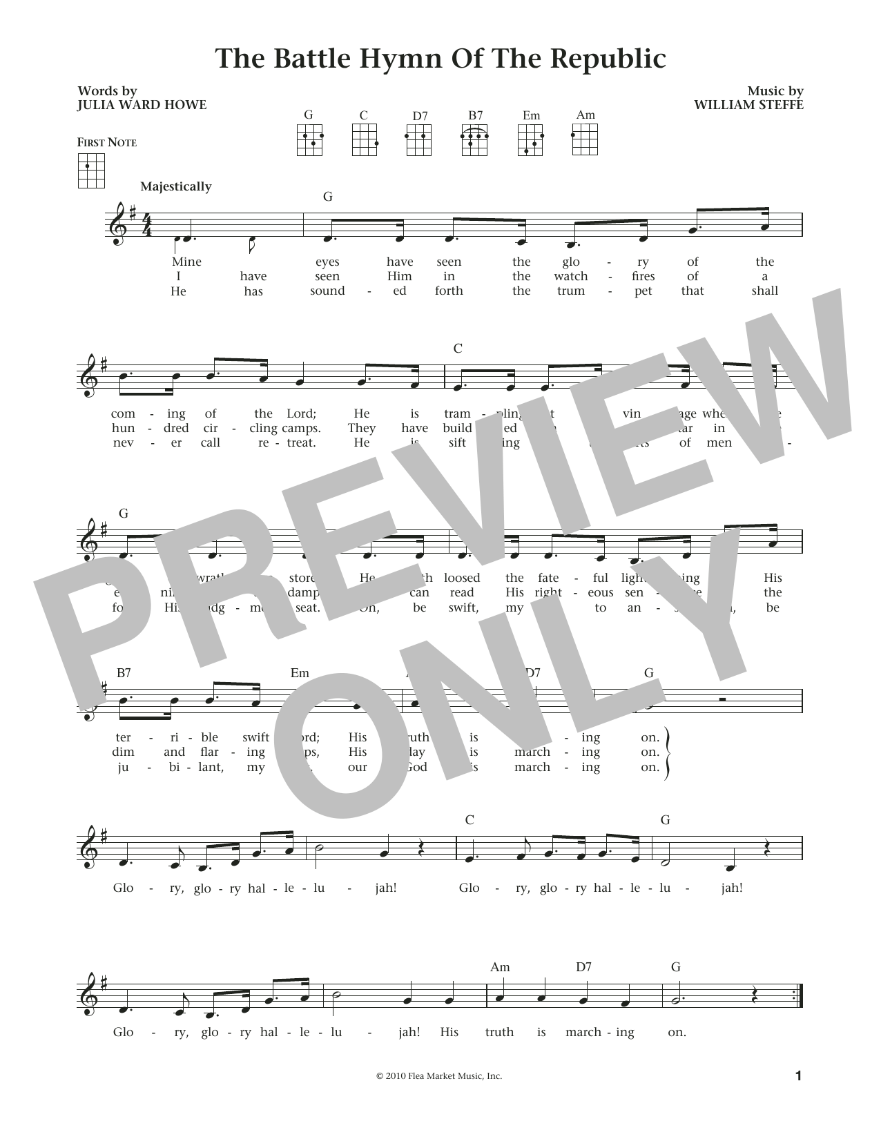 Battle Hymn Of The Republic (from The Daily Ukulele) (arr. Liz and Jim Beloff) (Ukulele) von William Steffe