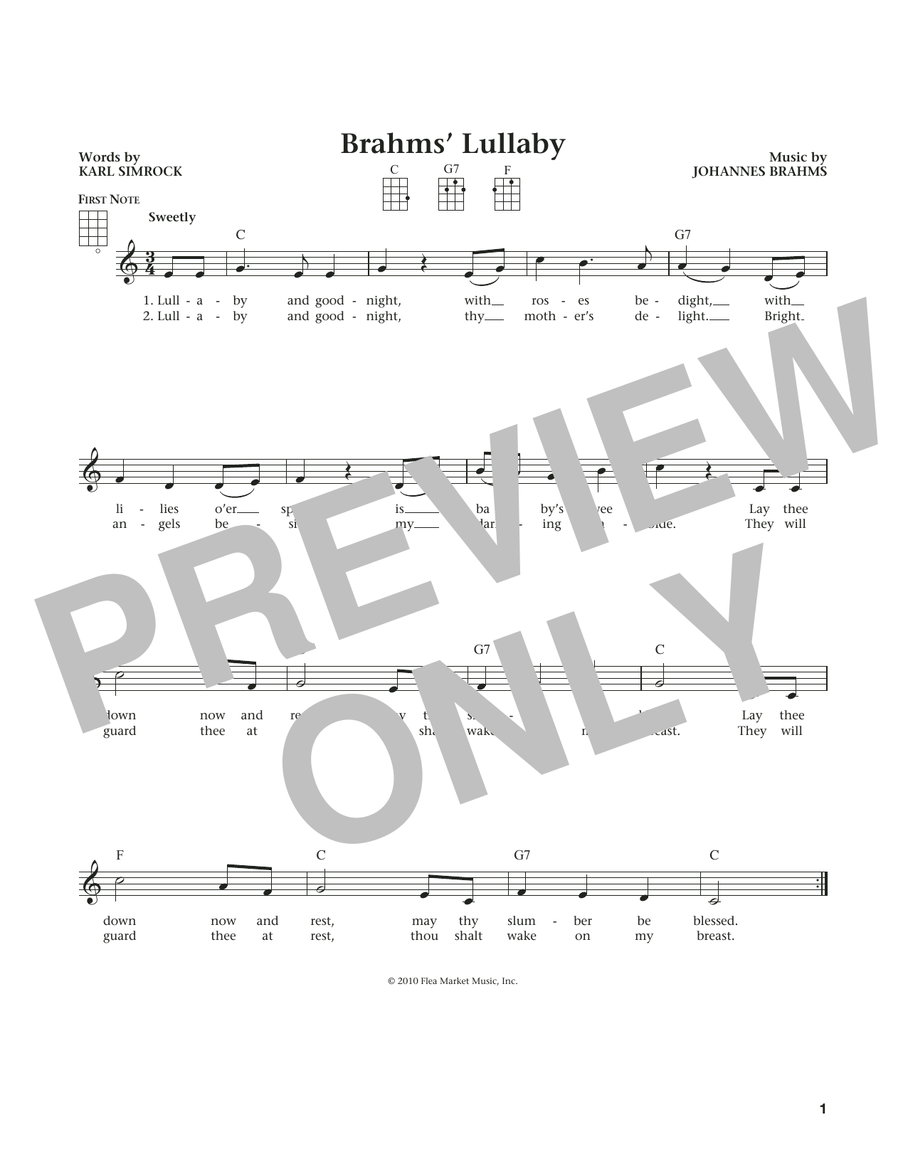 Lullaby (Cradle Song) (from The Daily Ukulele) (arr. Liz and Jim Beloff) (Ukulele) von Johannes Brahms