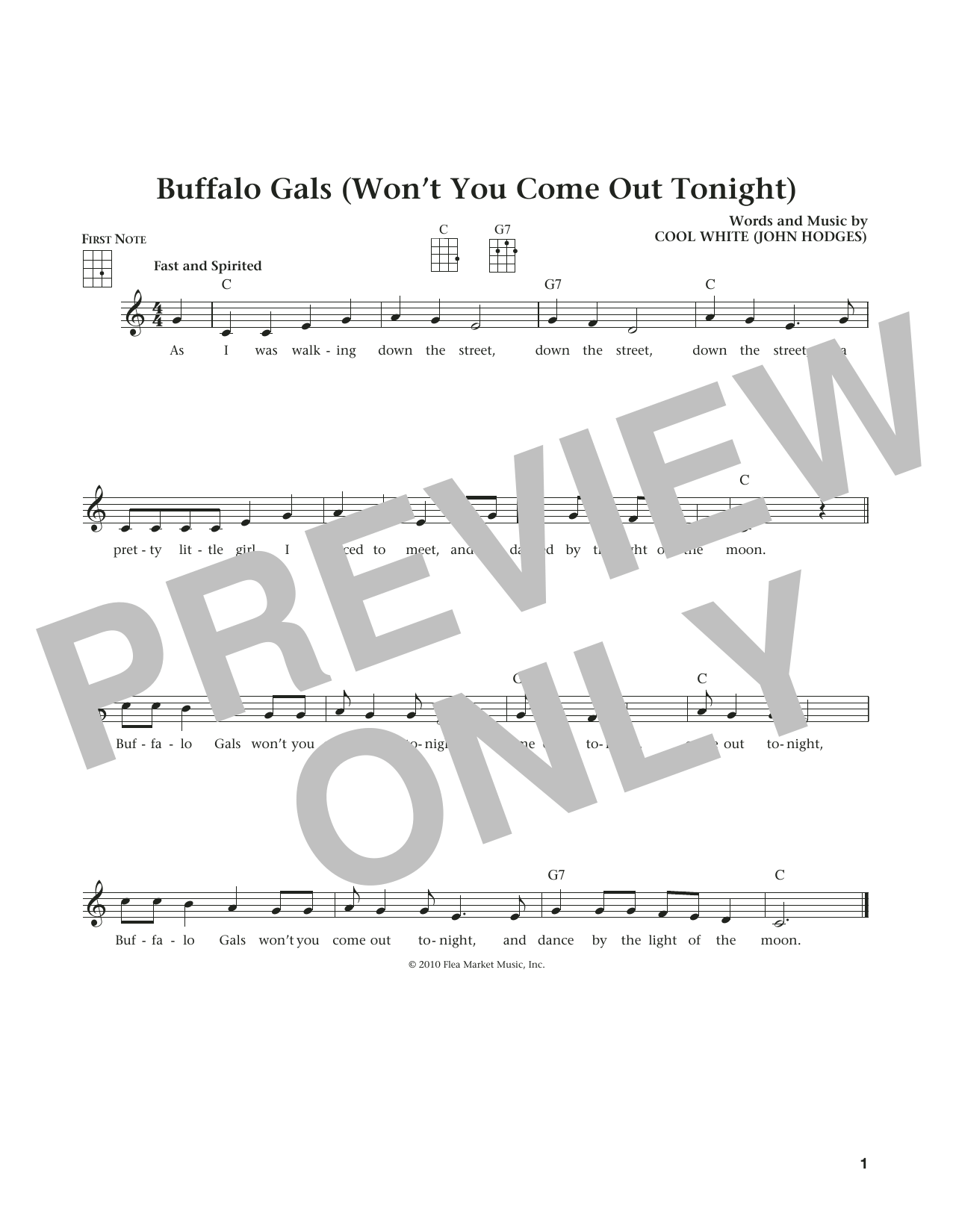 Buffalo Gals (Won't You Come Out Tonight?) (from The Daily Ukulele) (arr. Liz and Jim Beloff) (Ukulele) von Cool White (John Hodges)