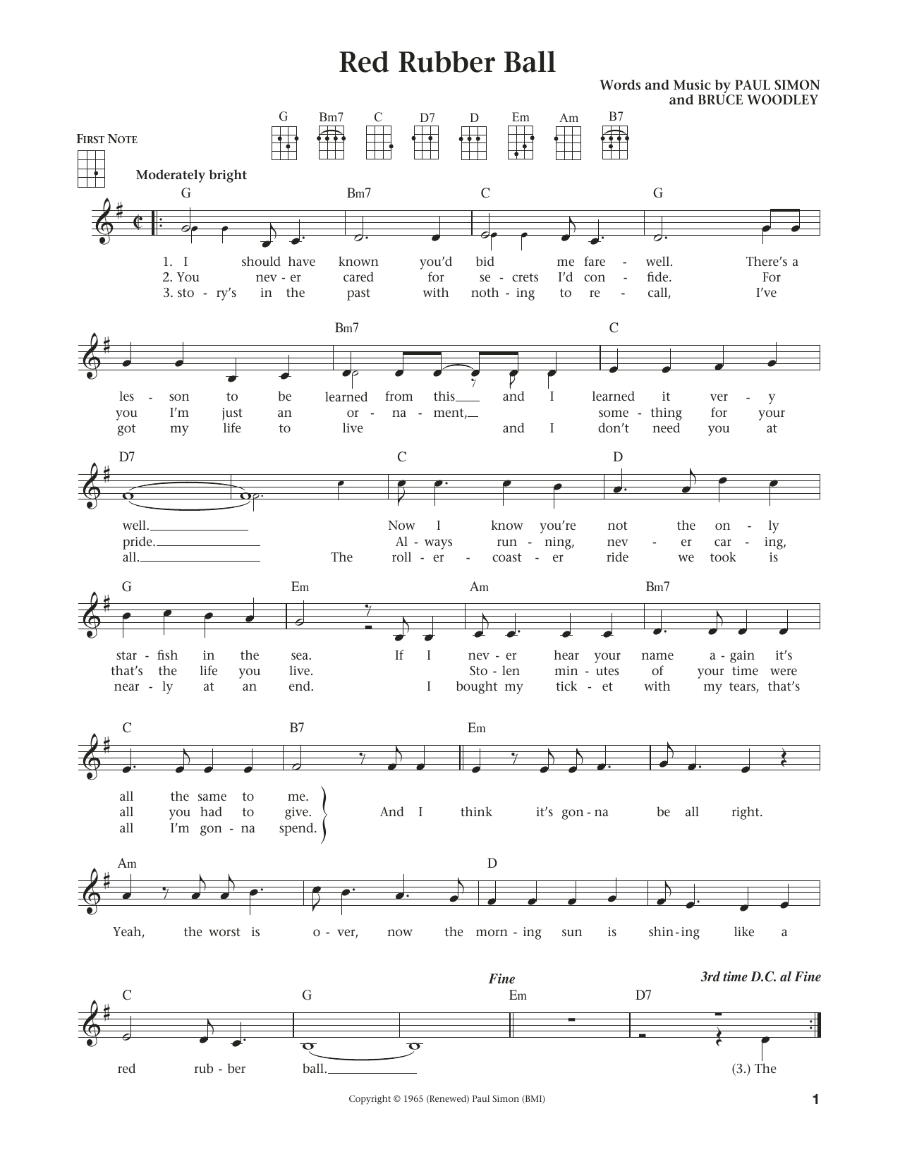 Red Rubber Ball (from The Daily Ukulele) (arr. Liz and Jim Beloff) (Ukulele) von The Cyrkle