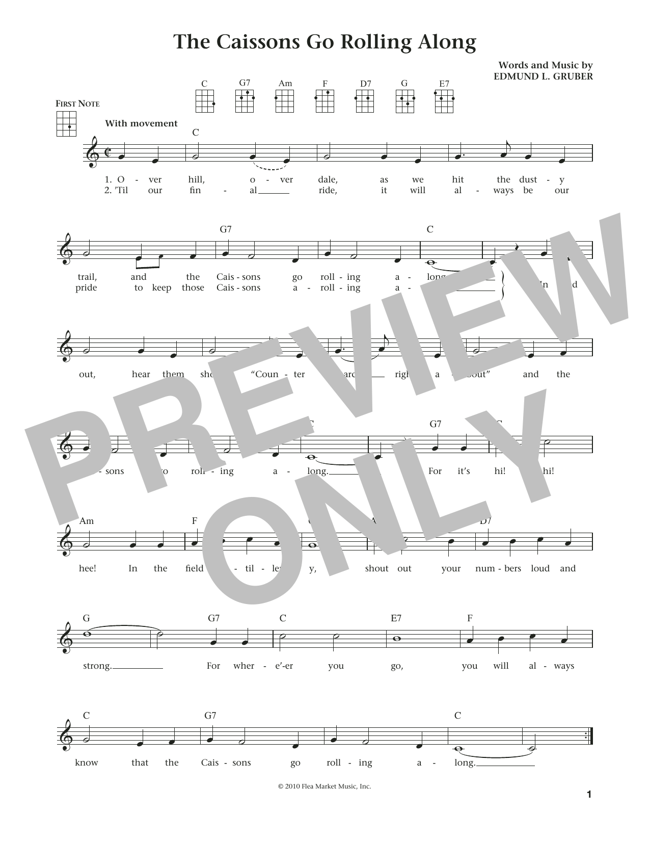 The Caissons Go Rolling Along (from The Daily Ukulele) (arr. Liz and Jim Beloff) (Ukulele) von Edmund L. Gruber