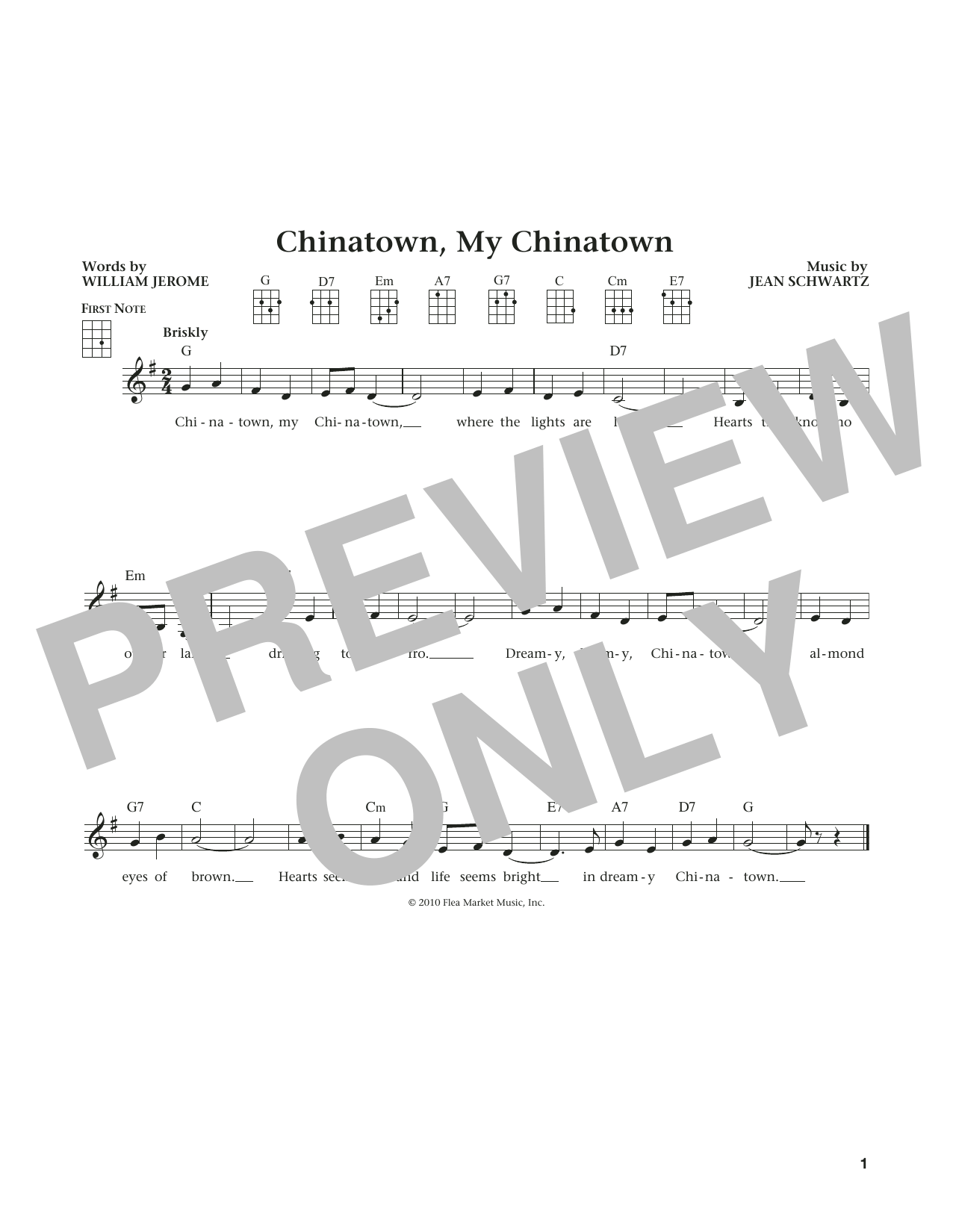 Chinatown, My Chinatown (from The Daily Ukulele) (arr. Liz and Jim Beloff) (Ukulele) von William Jerome