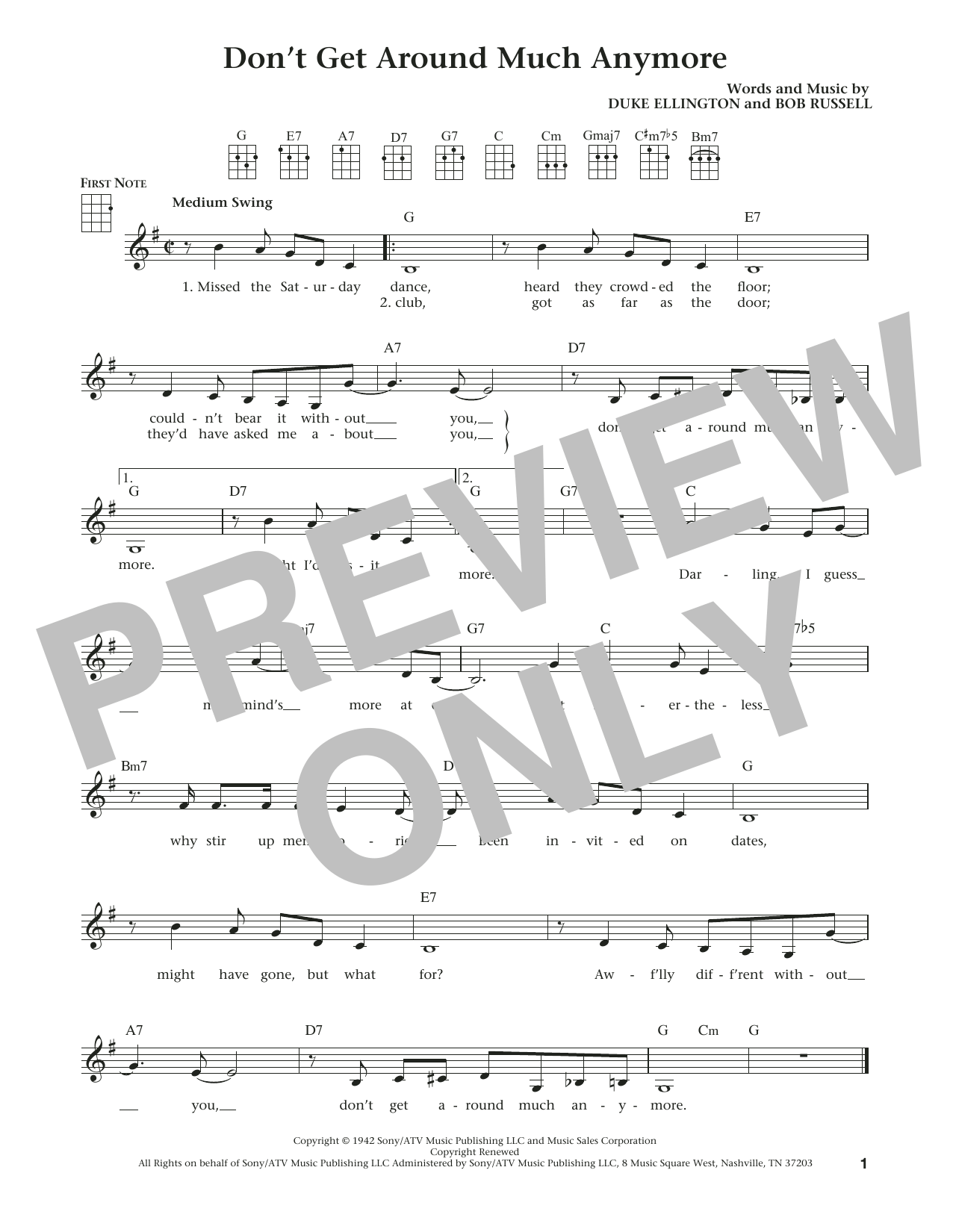 Don't Get Around Much Anymore (from The Daily Ukulele) (arr. Liz and Jim Beloff) (Ukulele) von Duke Ellington