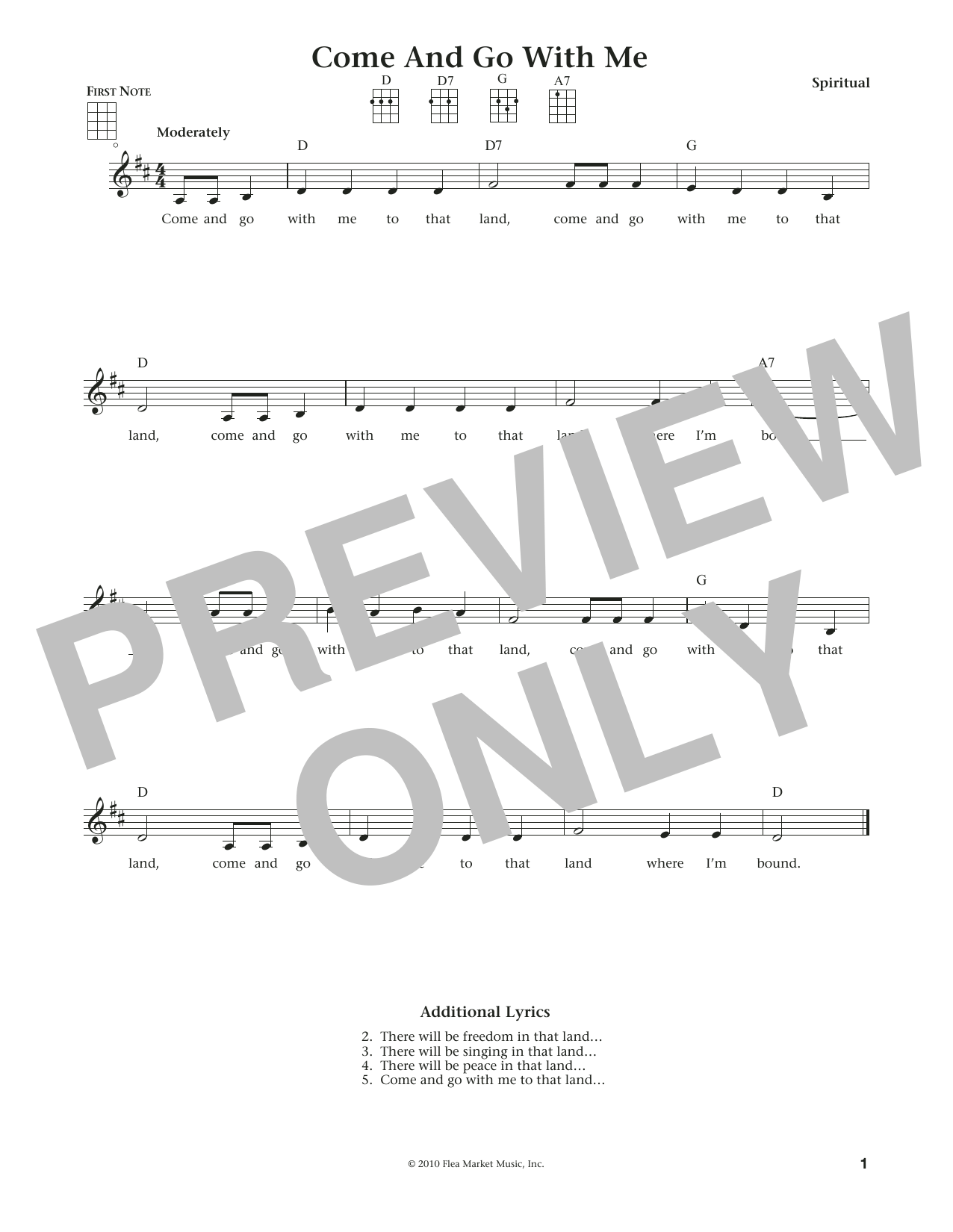 Come And Go With Me (from The Daily Ukulele) (arr. Liz and Jim Beloff) (Ukulele) von Spiritual