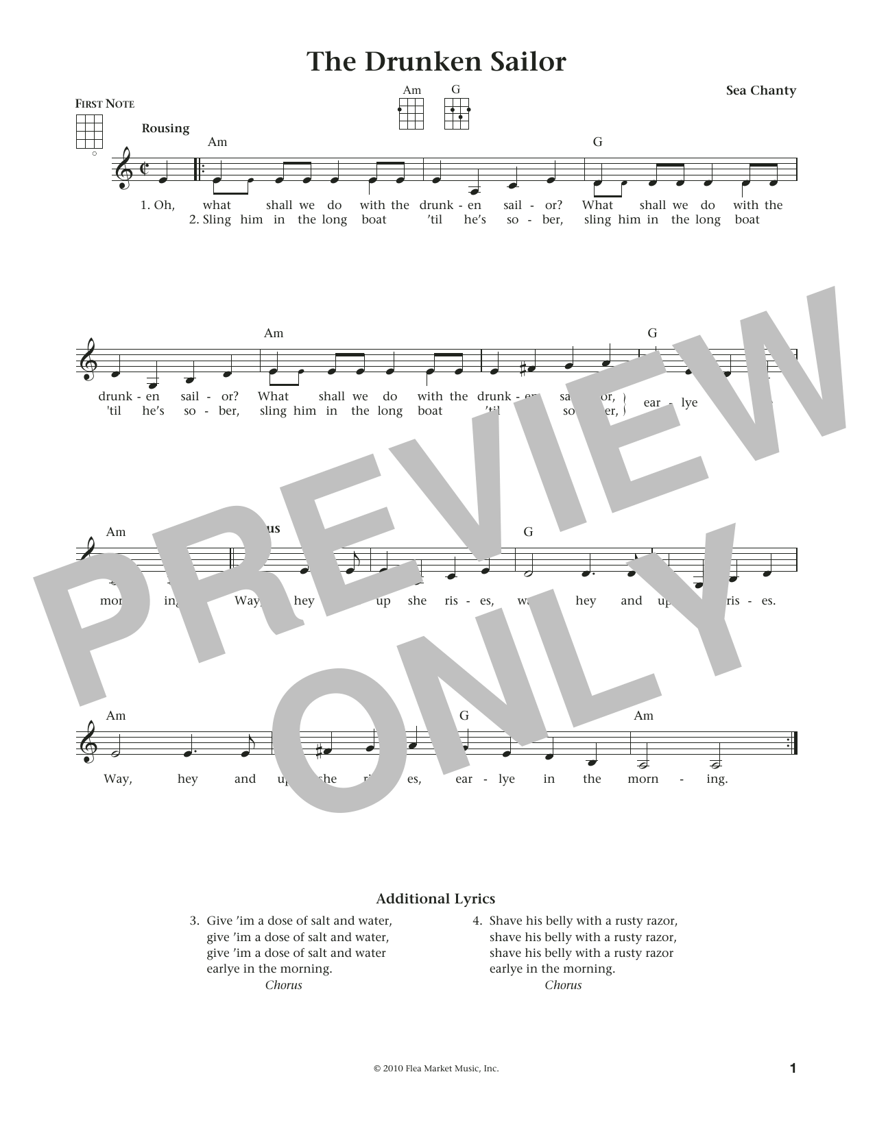 The Drunken Sailor (from The Daily Ukulele) (arr. Liz and Jim Beloff) (Ukulele) von American Sea Chantey