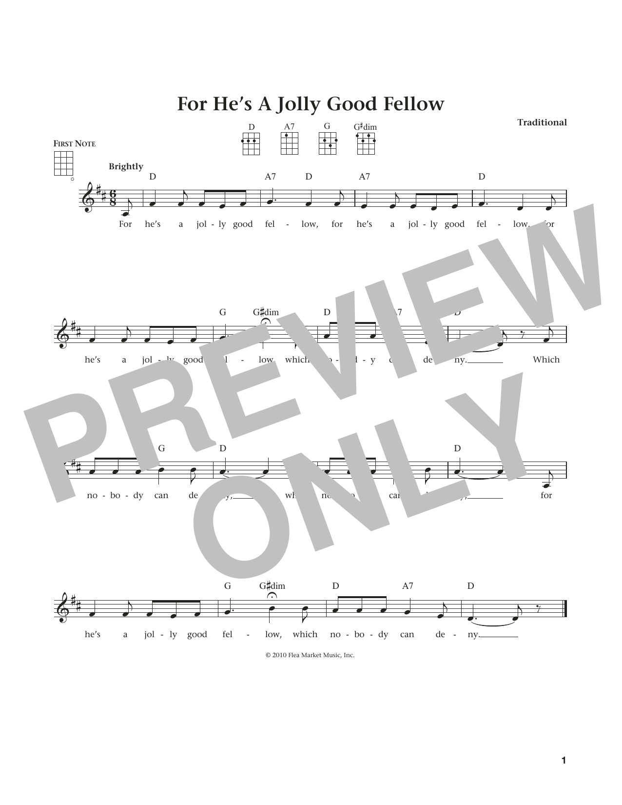 For He's A Jolly Good Fellow (from The Daily Ukulele) (arr. Liz and Jim Beloff) (Ukulele) von Traditional
