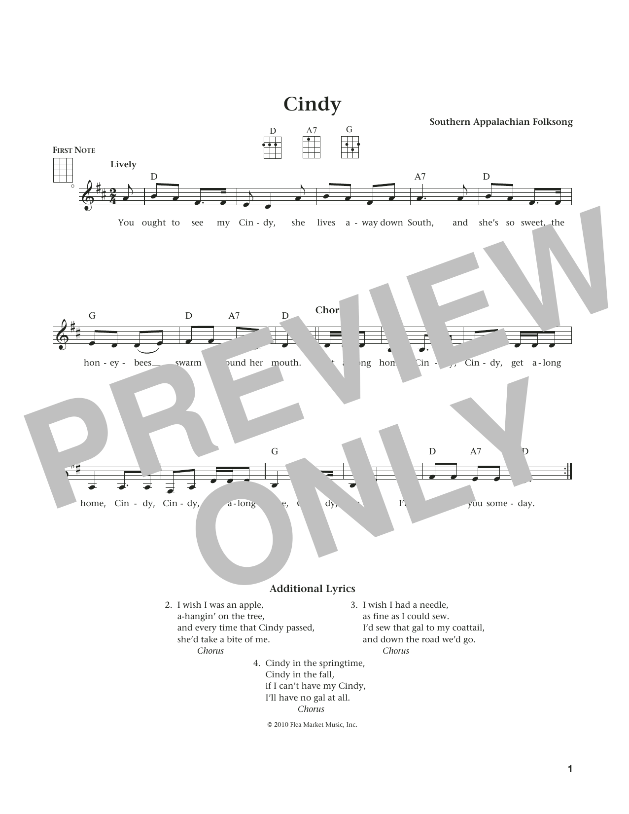 Cindy (from The Daily Ukulele) (arr. Liz and Jim Beloff) (Ukulele) von Southern Appalachian Folksong