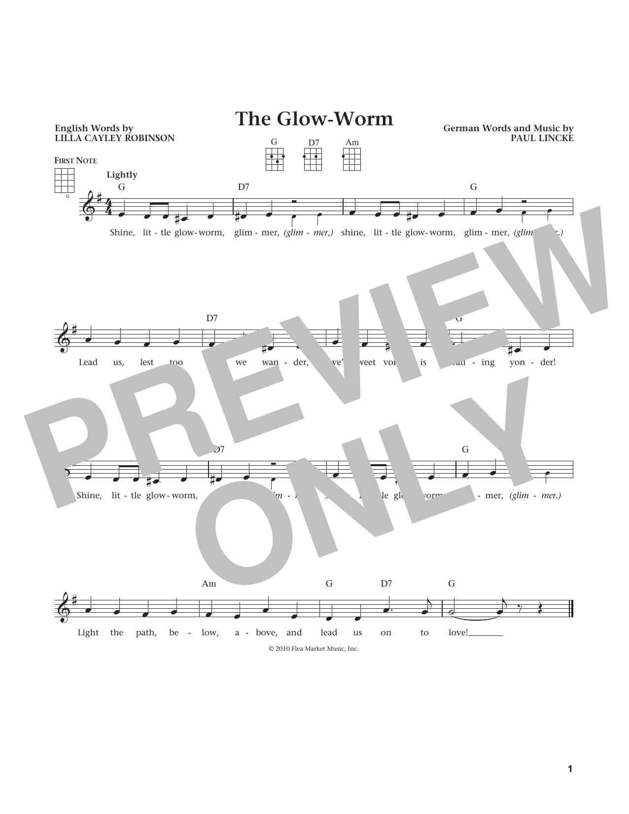 The Glow Worm (from The Daily Ukulele) (arr. Liz and Jim Beloff) (Ukulele) von Lilla Cayley Robinson