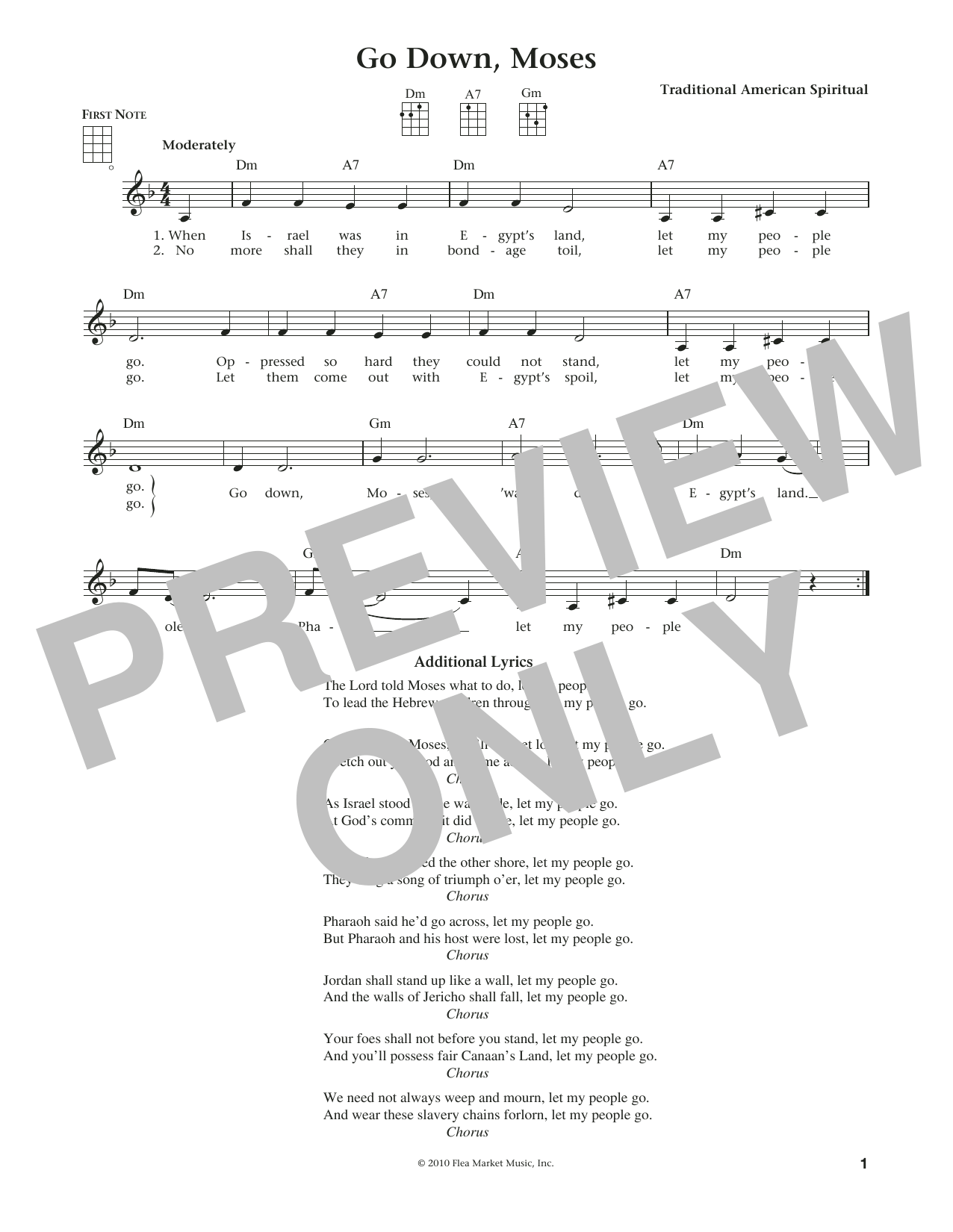 Go Down, Moses (from The Daily Ukulele) (arr. Liz and Jim Beloff) (Ukulele) von Traditional American Spiritual