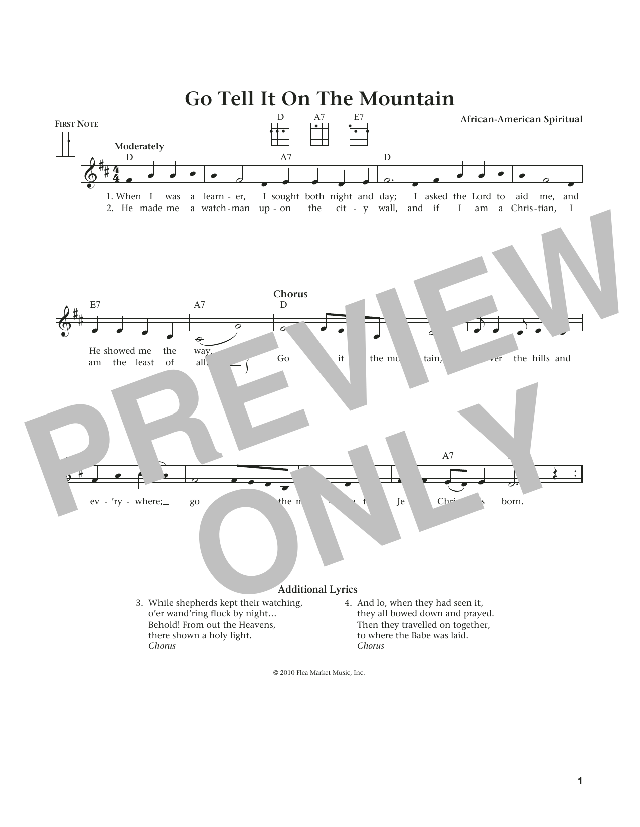 Go, Tell It On The Mountain (from The Daily Ukulele) (arr. Liz and Jim Beloff) (Ukulele) von African-American Spiritual