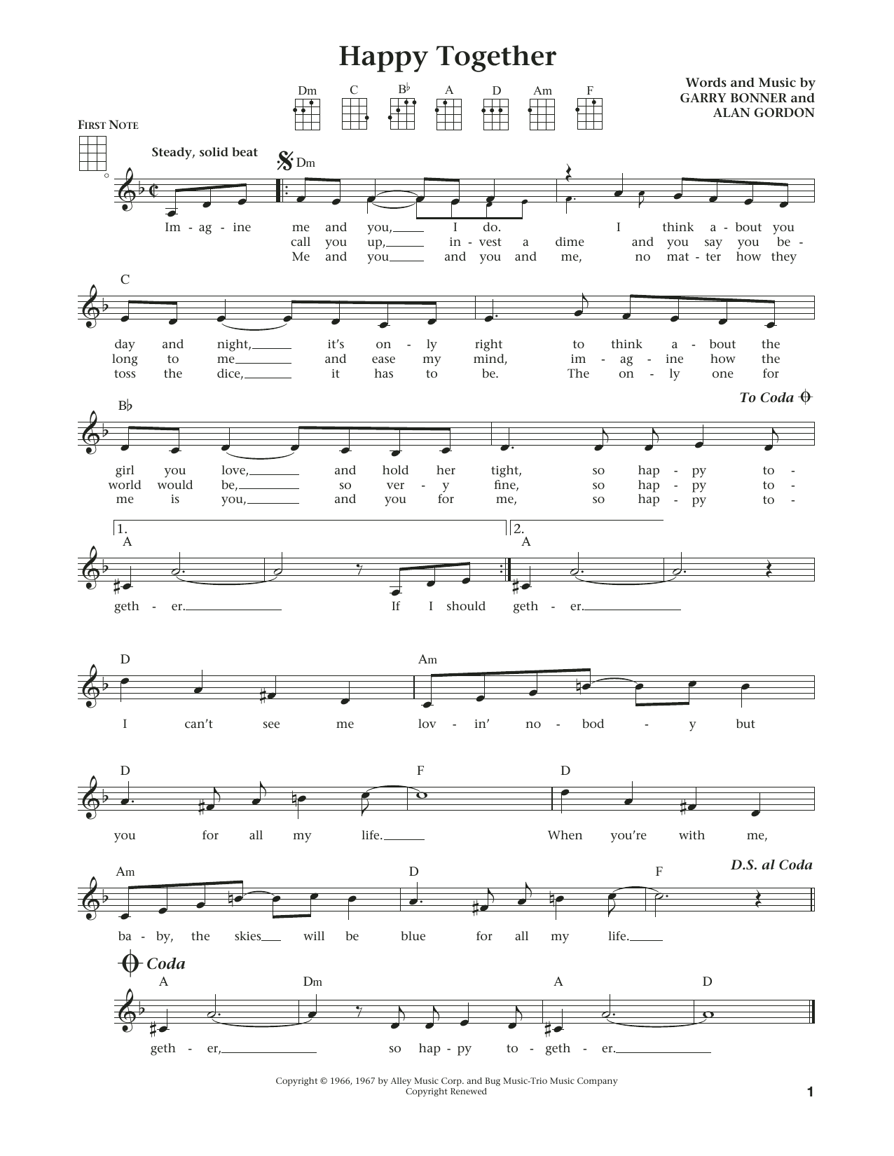 Happy Together (from The Daily Ukulele) (arr. Liz and Jim Beloff) (Ukulele) von The Turtles