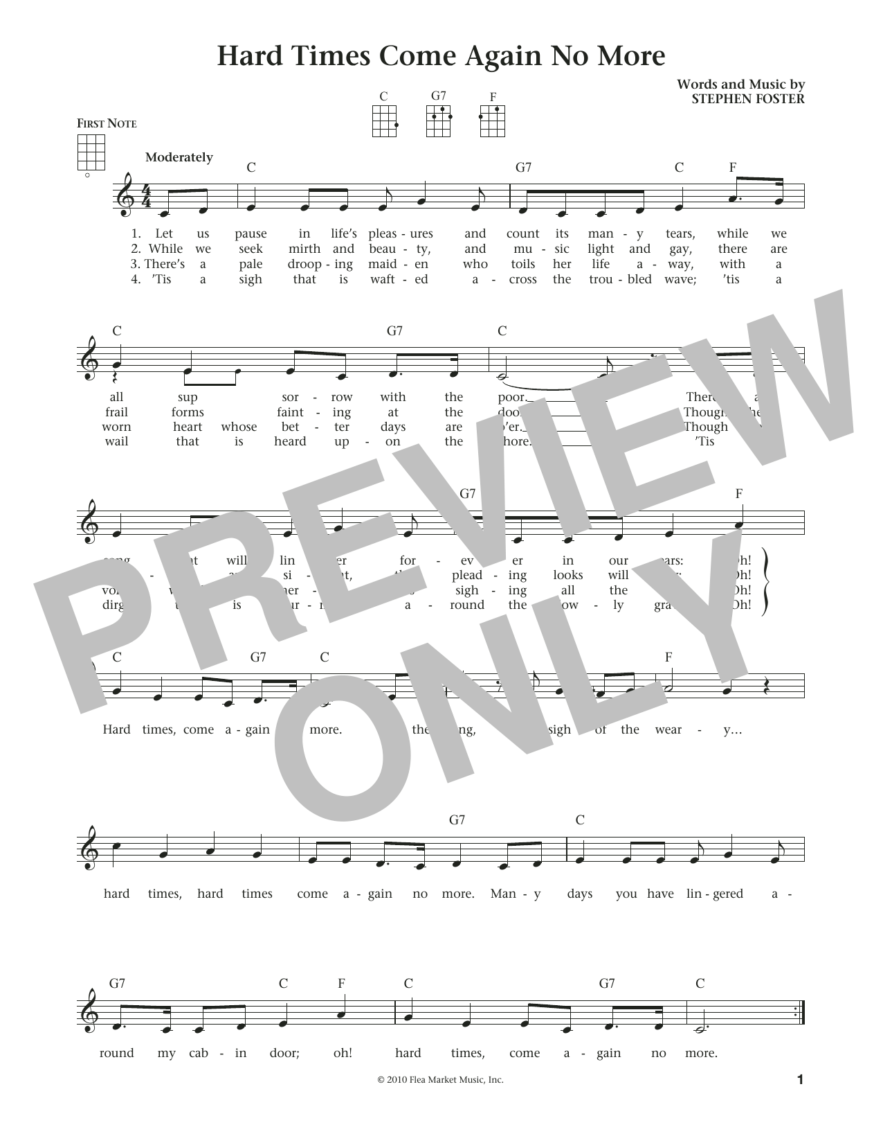 Hard Times Come Again No More (from The Daily Ukulele) (arr. Liz and Jim Beloff) (Ukulele) von Stephen C. Foster