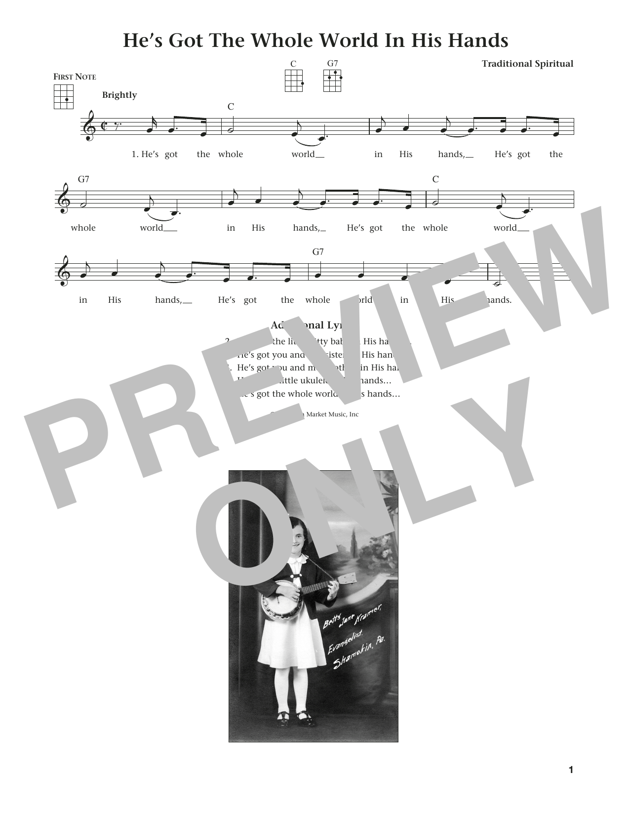 He's Got The Whole World In His Hands (from The Daily Ukulele) (arr. Liz and Jim Beloff) (Ukulele) von Traditional Spiritual