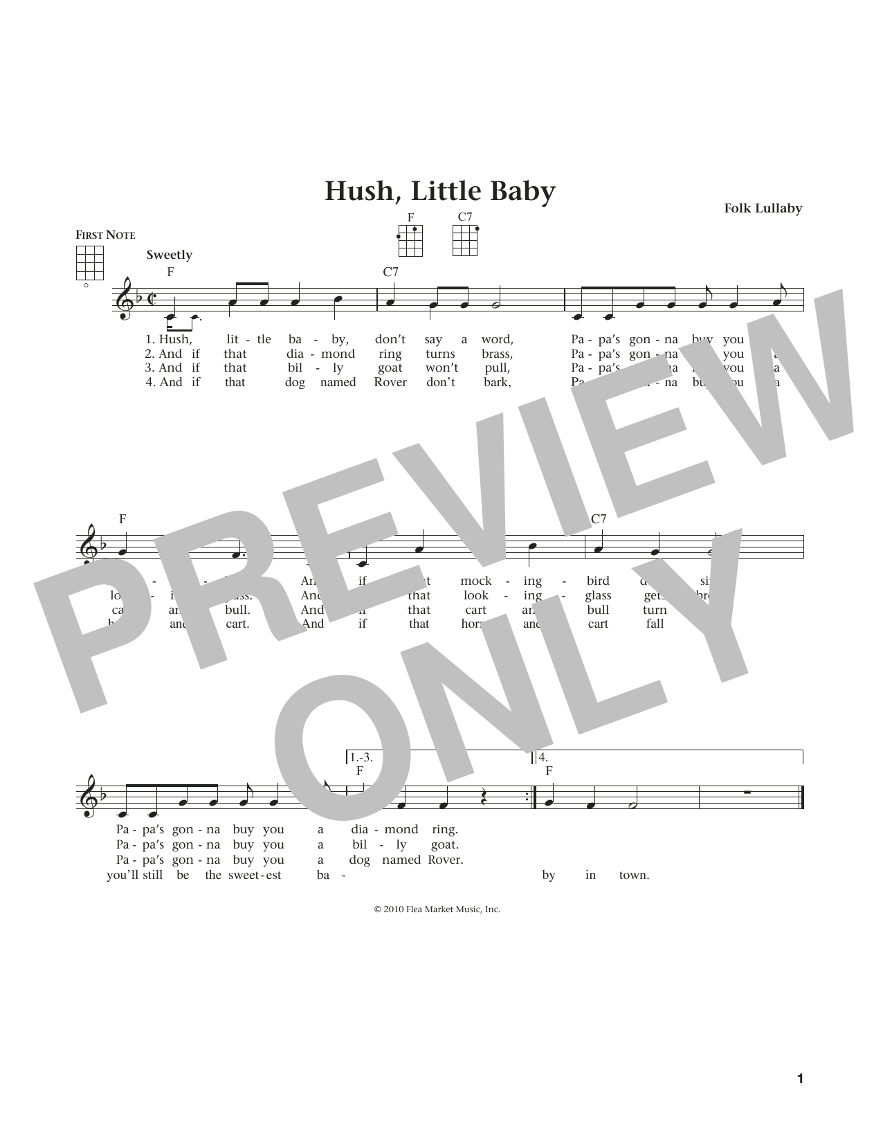 Hush, Little Baby (from The Daily Ukulele) (arr. Liz and Jim Beloff) (Ukulele) von Carolina Folk Lullaby