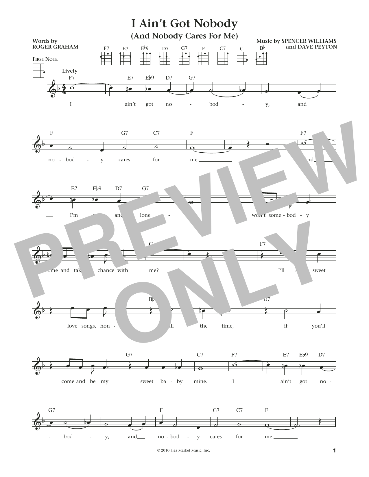 I Ain't Got Nobody (And Nobody Cares For Me) (from The Daily Ukulele) (arr. Liz and Jim Beloff) (Ukulele) von Bessie Smith