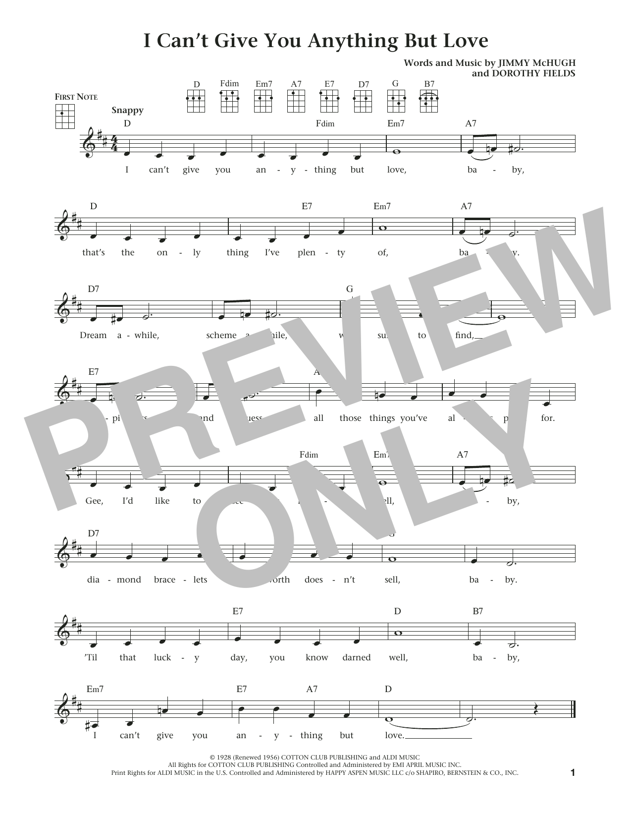 I Can't Give You Anything But Love (from The Daily Ukulele) (arr. Liz and Jim Beloff) (Ukulele) von Dorothy Fields