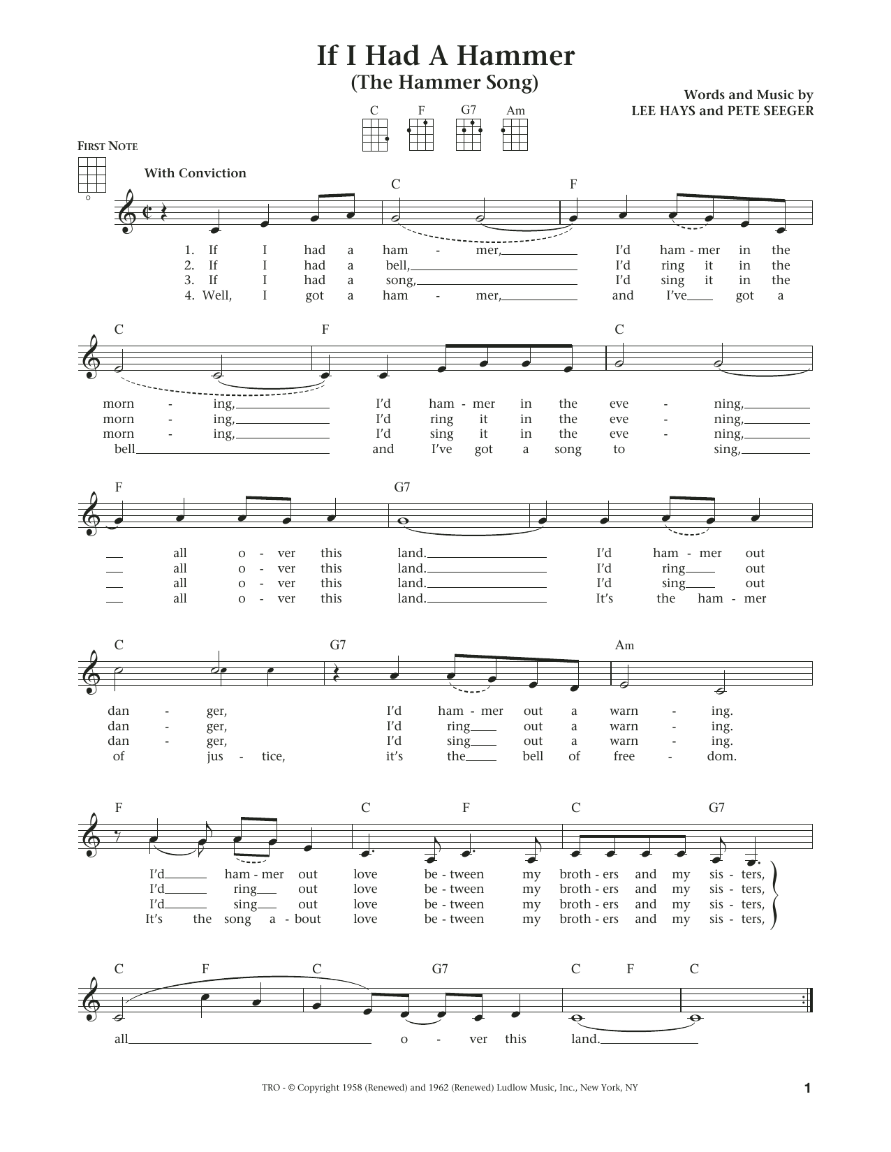 If I Had A Hammer (The Hammer Song) (from The Daily Ukulele) (arr. Liz and Jim Beloff) (Ukulele) von Peter, Paul & Mary