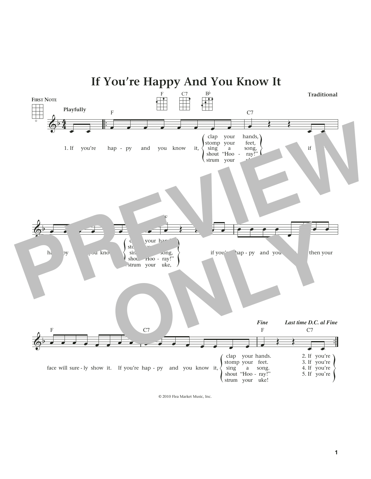 If You're Happy And You Know It (from The Daily Ukulele) (arr. Liz and Jim Beloff) (Ukulele) von L. Smith