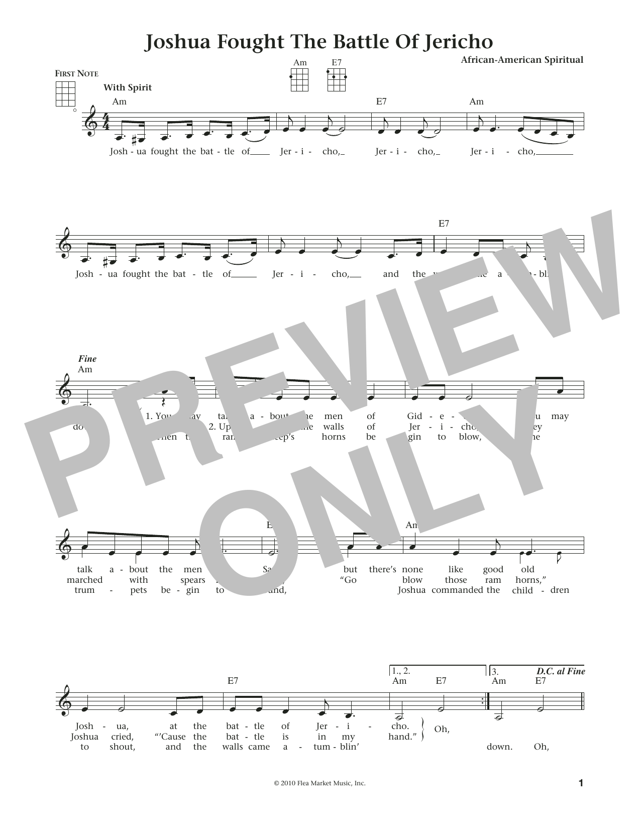 Joshua (Fit The Battle Of Jericho) (from The Daily Ukulele) (arr. Liz and Jim Beloff) (Ukulele) von African-American Spiritual