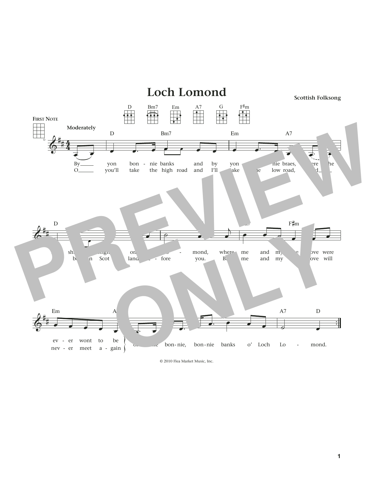 Loch Lomond (from The Daily Ukulele) (arr. Liz and Jim Beloff) (Ukulele) von Scottish Folksong