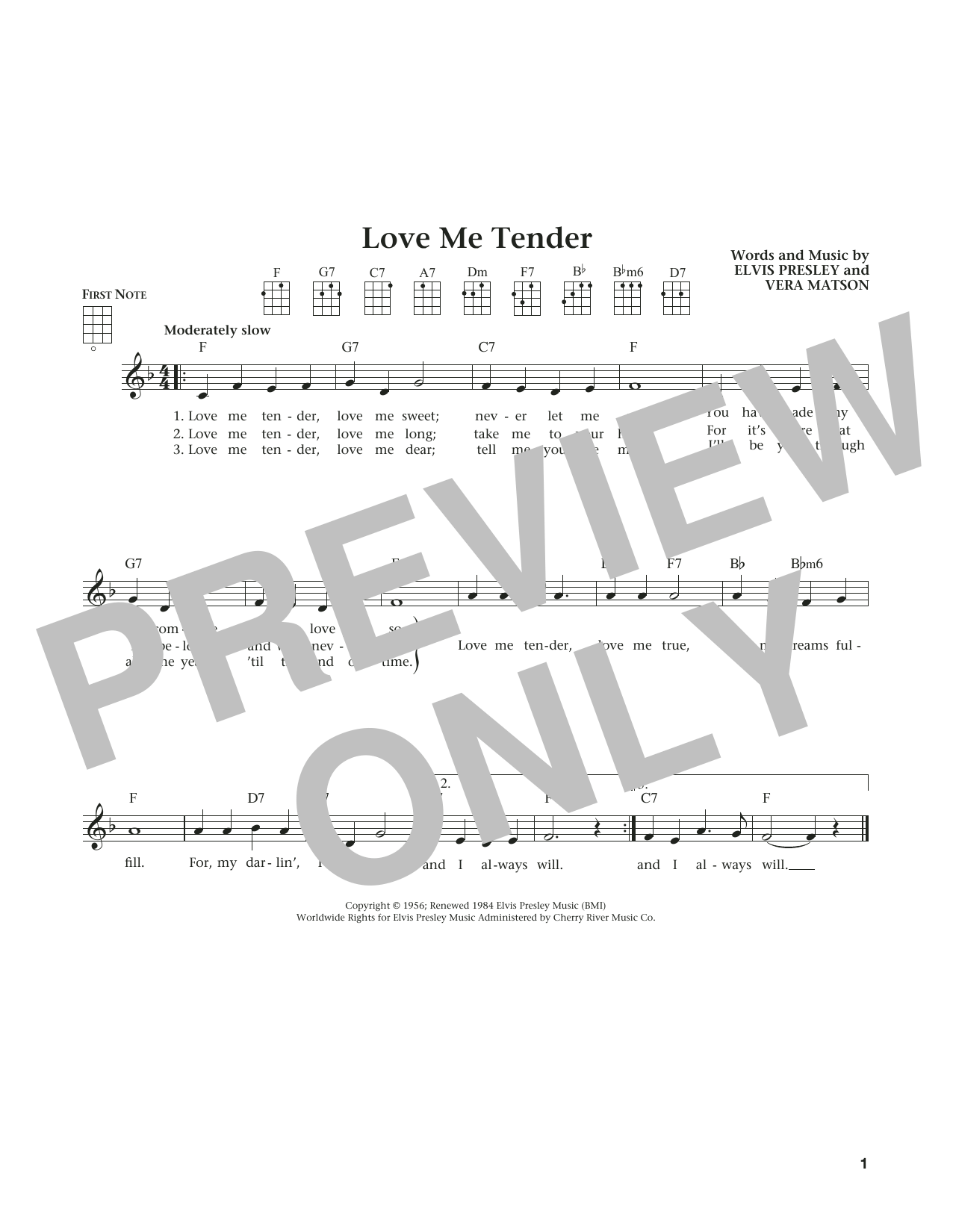 Love Me Tender (from The Daily Ukulele) (arr. Liz and Jim Beloff) (Ukulele) von Elvis Presley