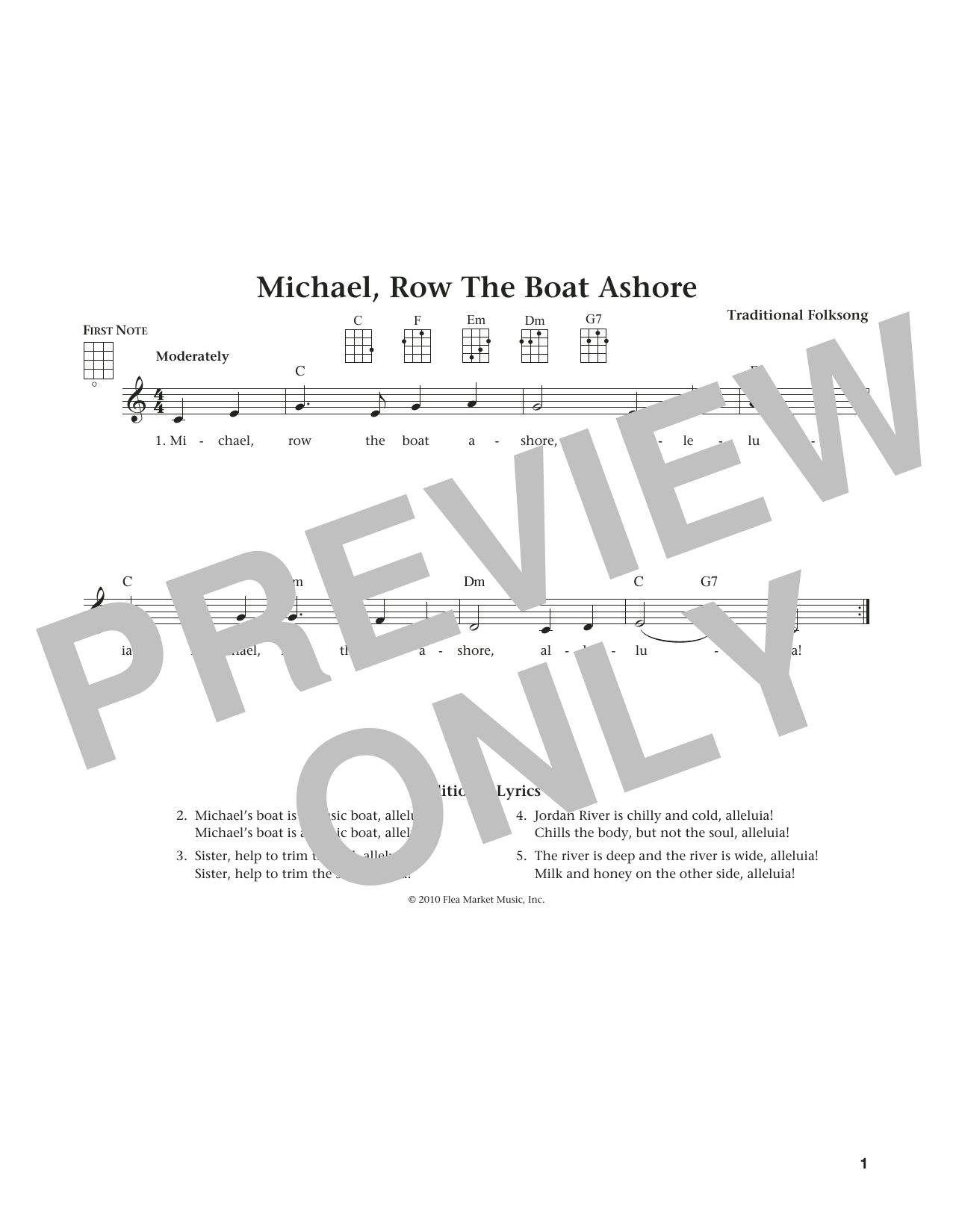 Michael Row The Boat Ashore (from The Daily Ukulele) (arr. Liz and Jim Beloff) (Ukulele) von Traditional Folksong