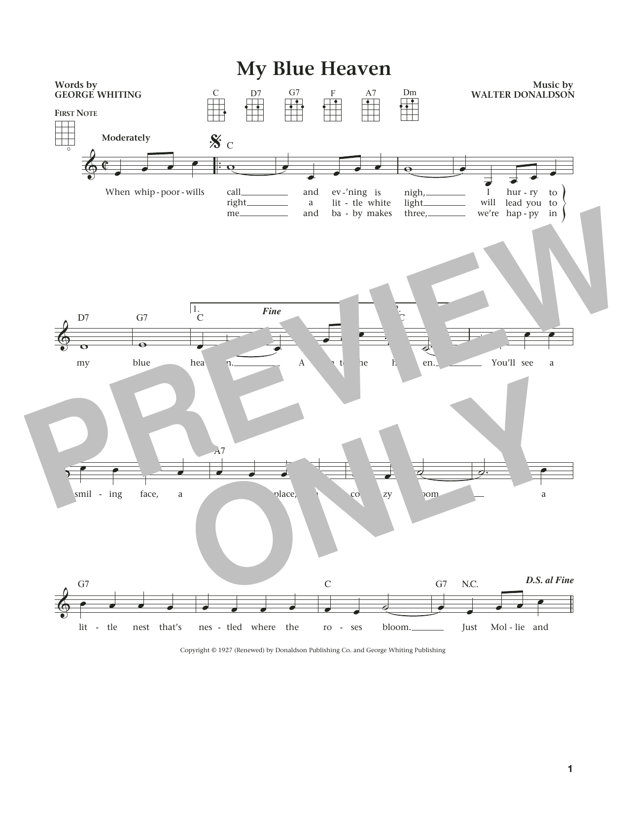 My Blue Heaven (from The Daily Ukulele) (arr. Liz and Jim Beloff) (Ukulele) von Walter Donaldson