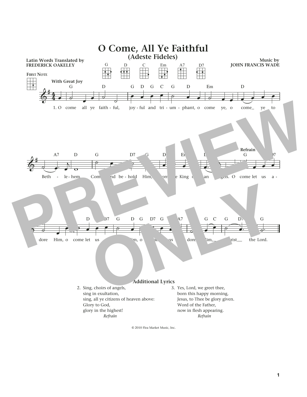 O Come, All Ye Faithful (from The Daily Ukulele) (arr. Liz and Jim Beloff) (Ukulele) von Frederick Oakeley (English)