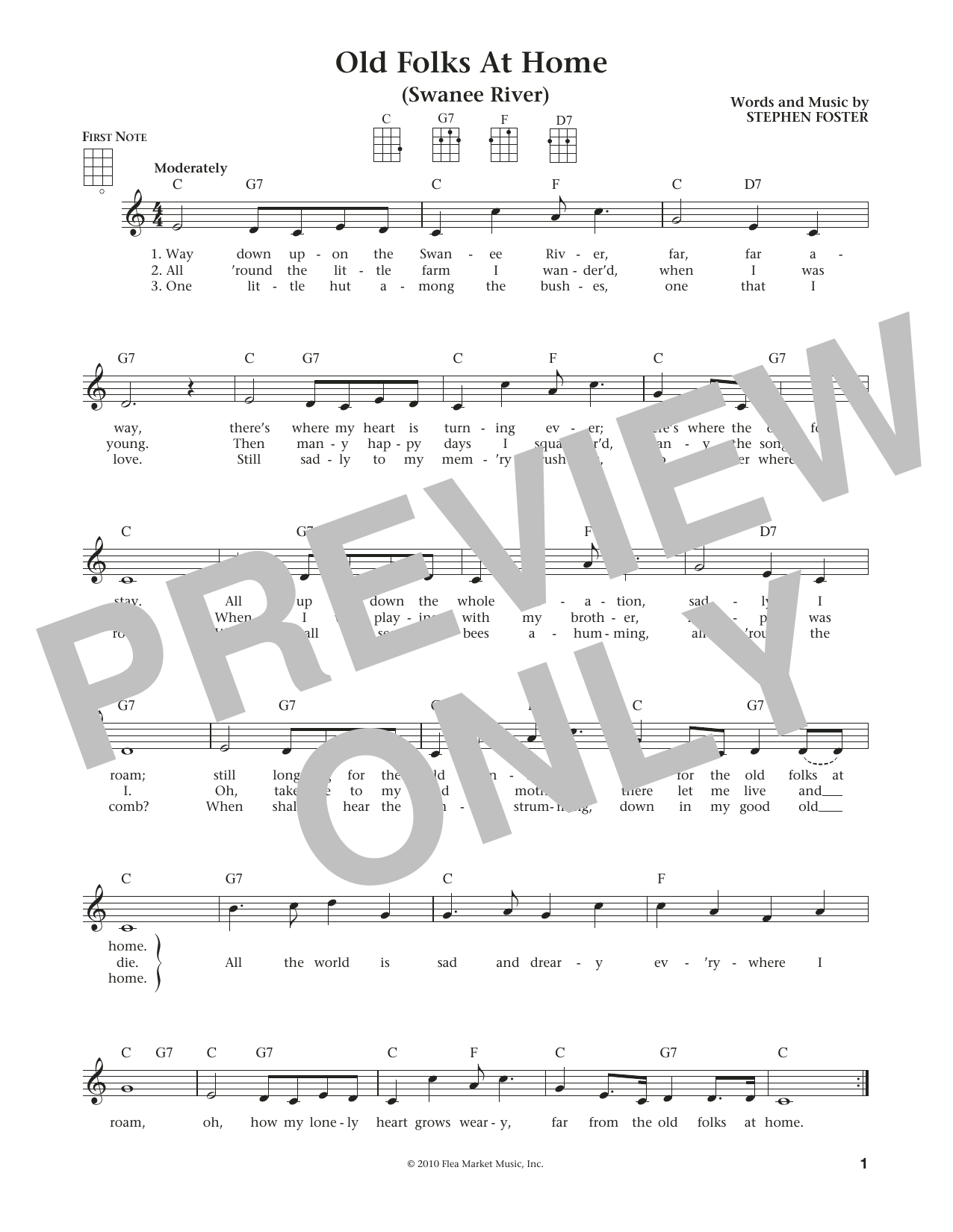 Old Folks At Home (Swanee River) (from The Daily Ukulele) (arr. Liz and Jim Beloff) (Ukulele) von Stephen C. Foster