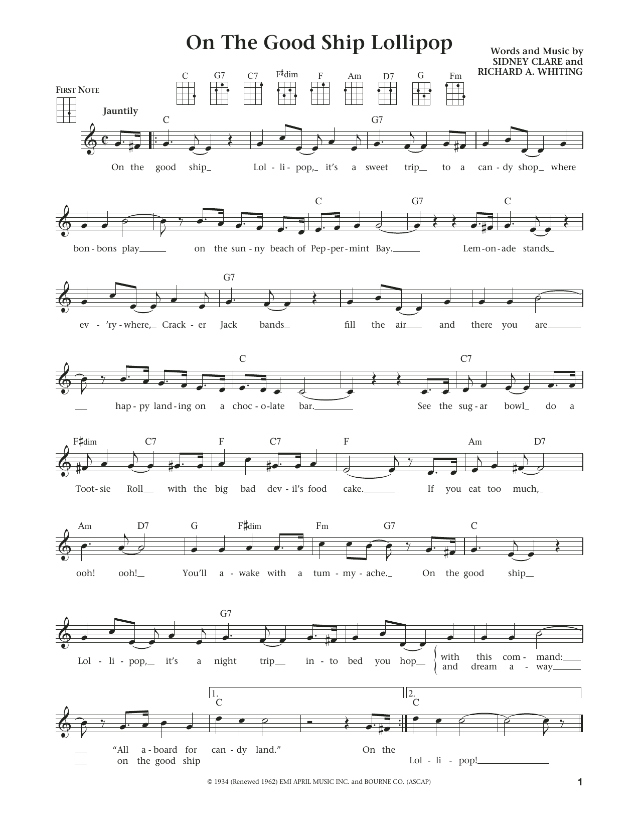 On The Good Ship Lollipop (from The Daily Ukulele) (arr. Liz and Jim Beloff) (Ukulele) von Jim Beloff