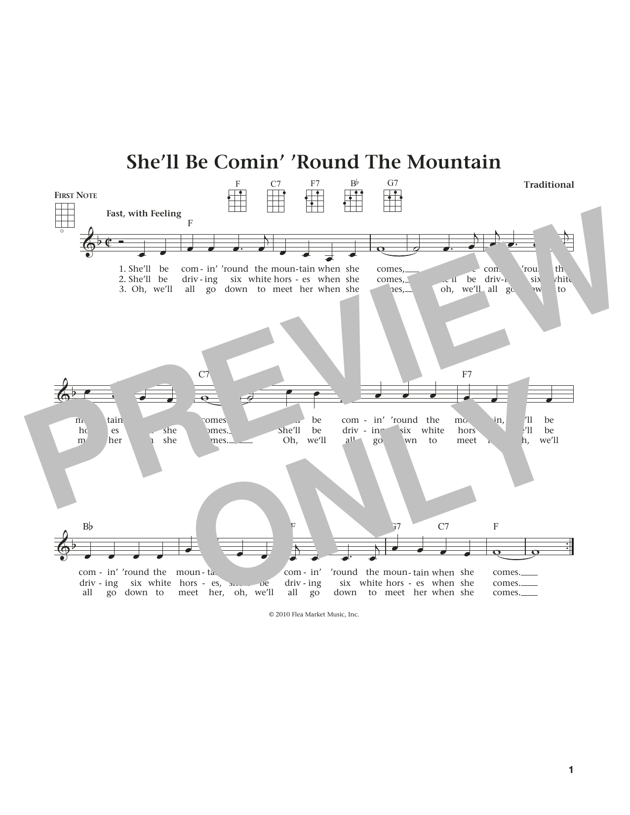 She'll Be Comin' 'Round The Mountain (from The Daily Ukulele) (arr. Liz and Jim Beloff) (Ukulele) von Traditional