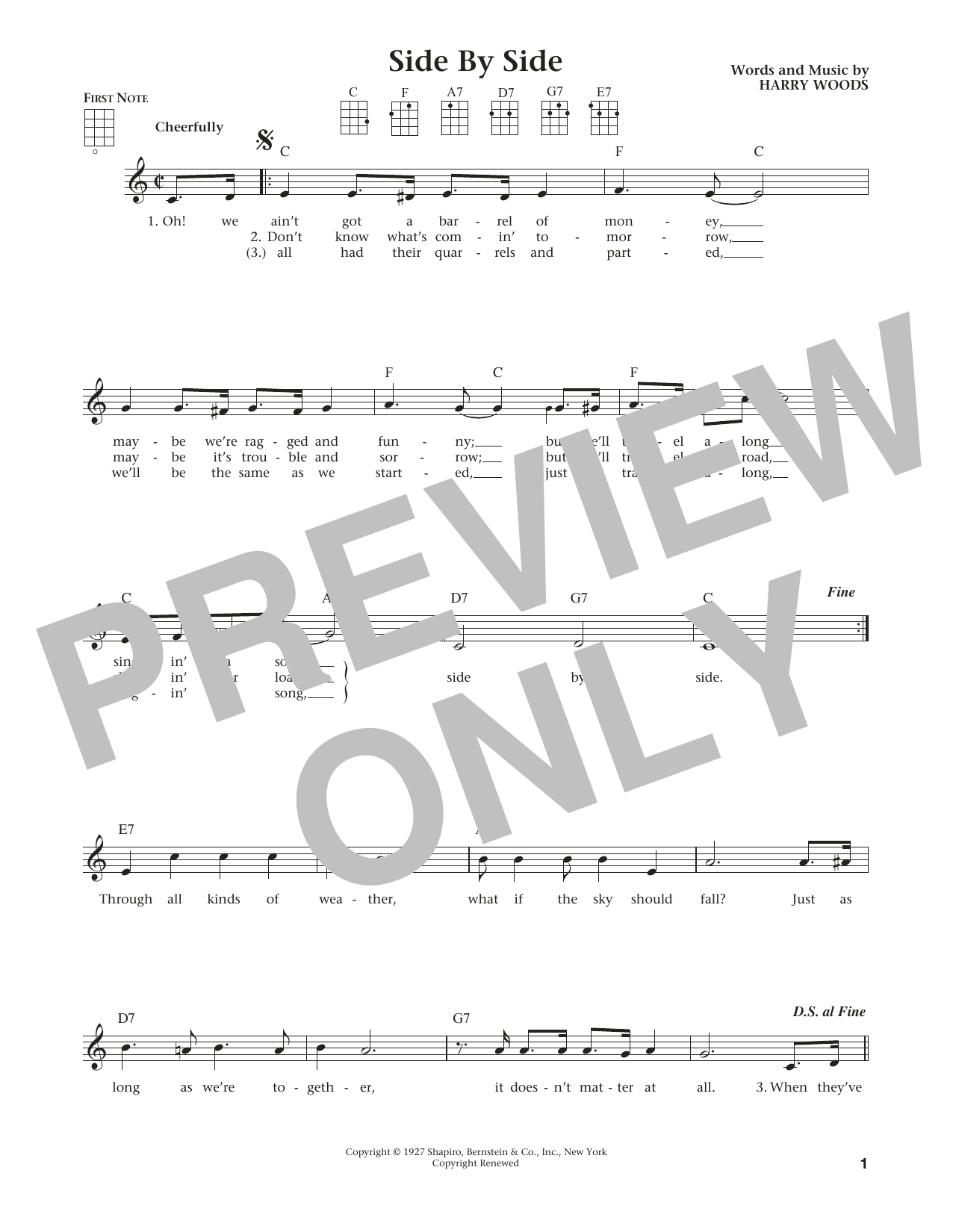 Side By Side (from The Daily Ukulele) (arr. Liz and Jim Beloff) (Ukulele) von Patsy Cline