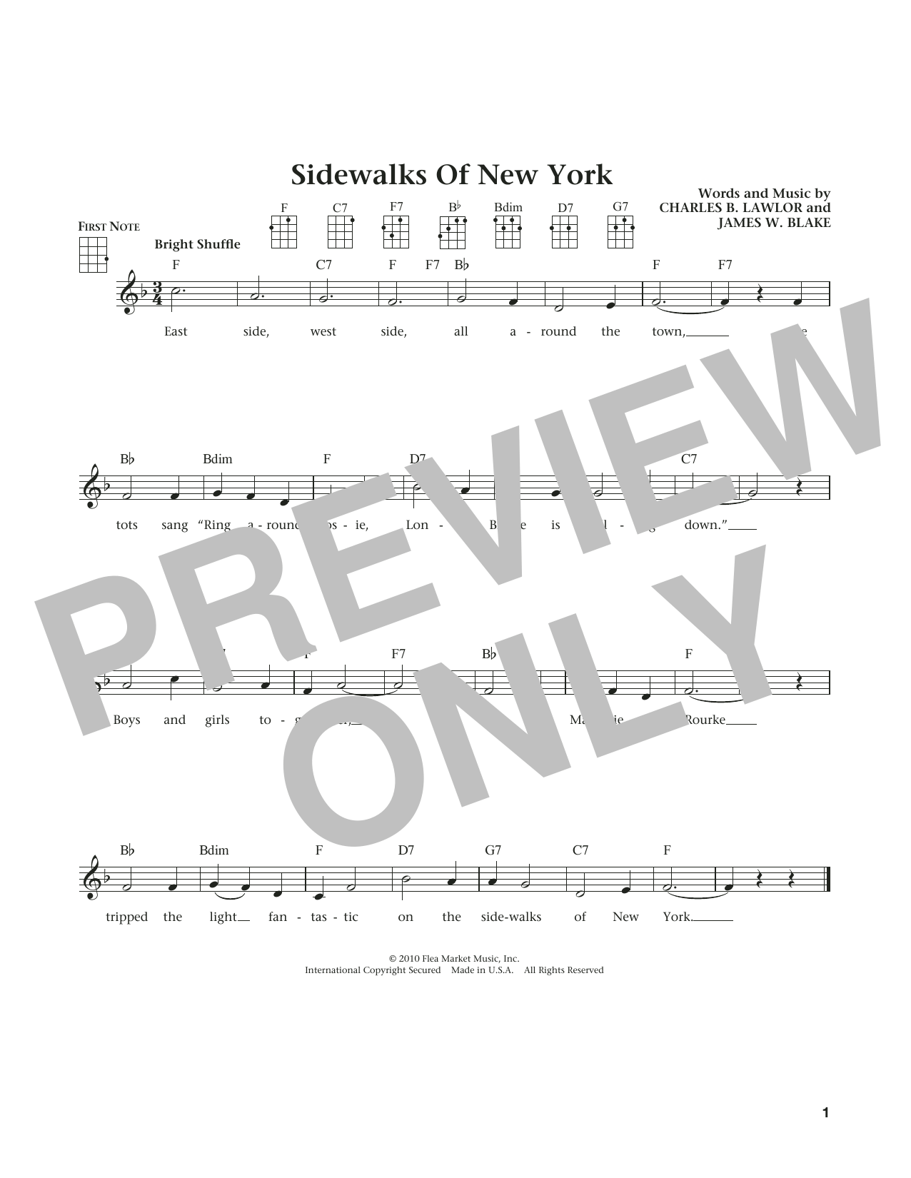 Sidewalks Of New York (from The Daily Ukulele) (arr. Liz and Jim Beloff) (Ukulele) von Charles B. Lawlor