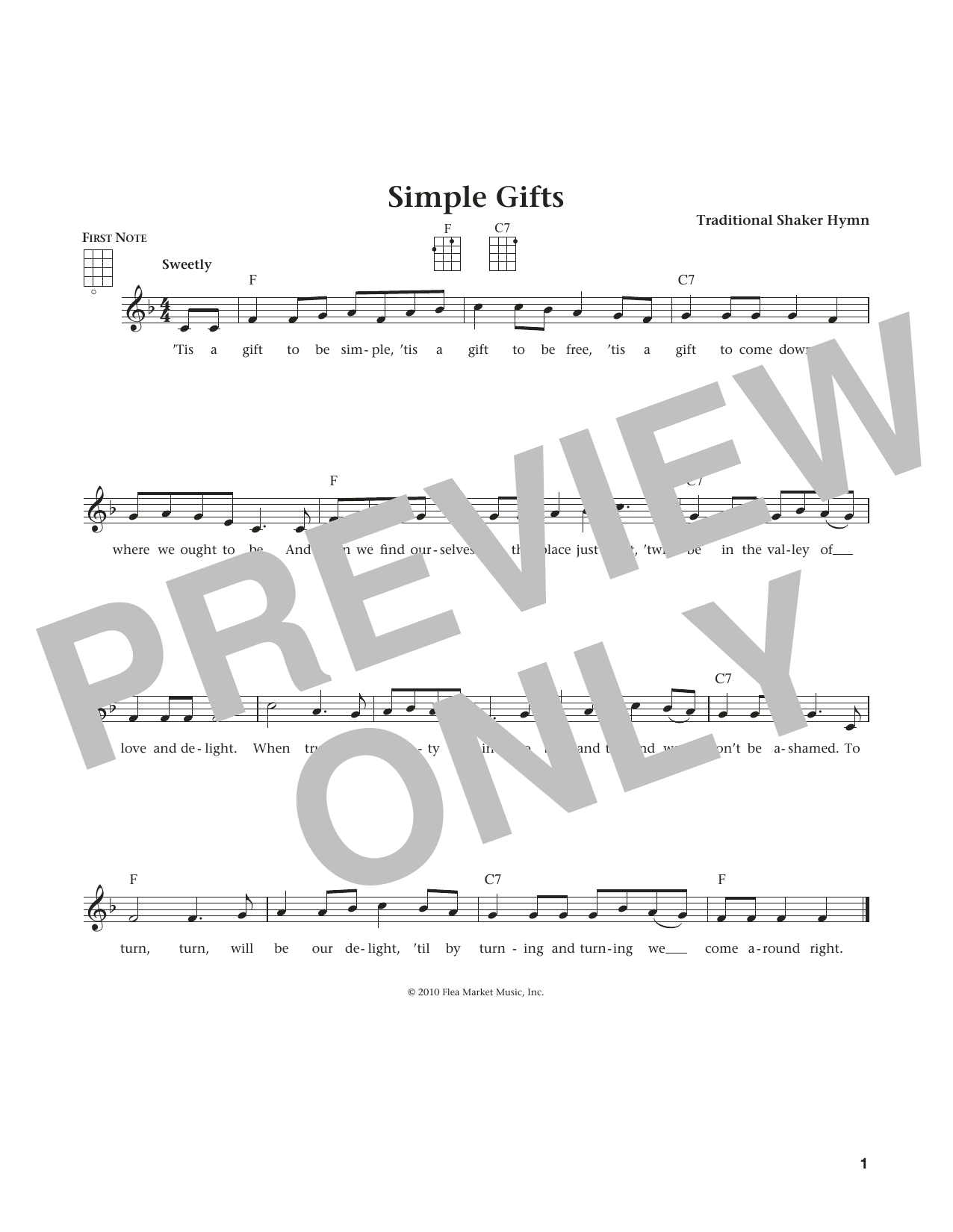 Simple Gifts (from The Daily Ukulele) (arr. Liz and Jim Beloff) (Ukulele) von Traditional Shaker Hymn