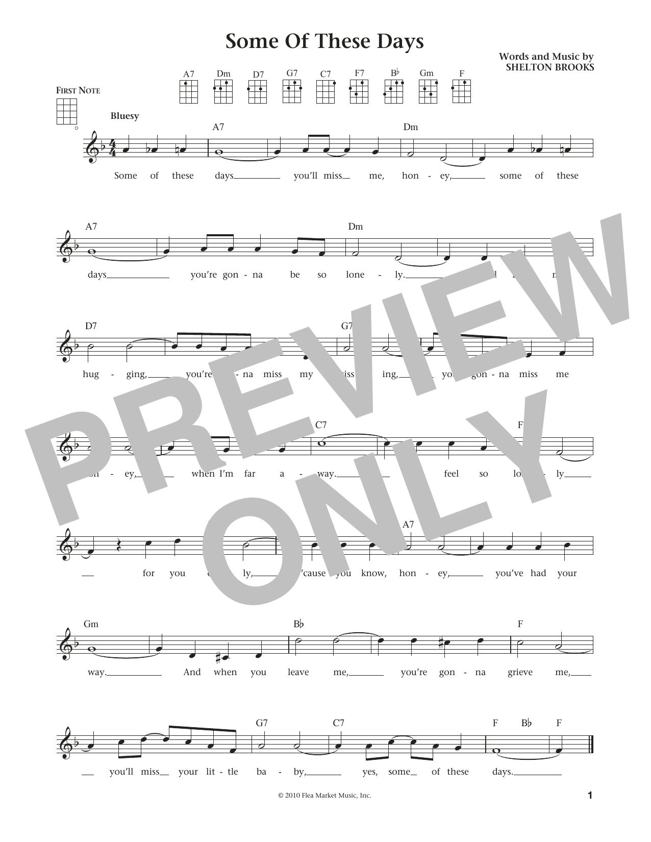 Some Of These Days (from The Daily Ukulele) (arr. Liz and Jim Beloff) (Ukulele) von Shelton Brooks