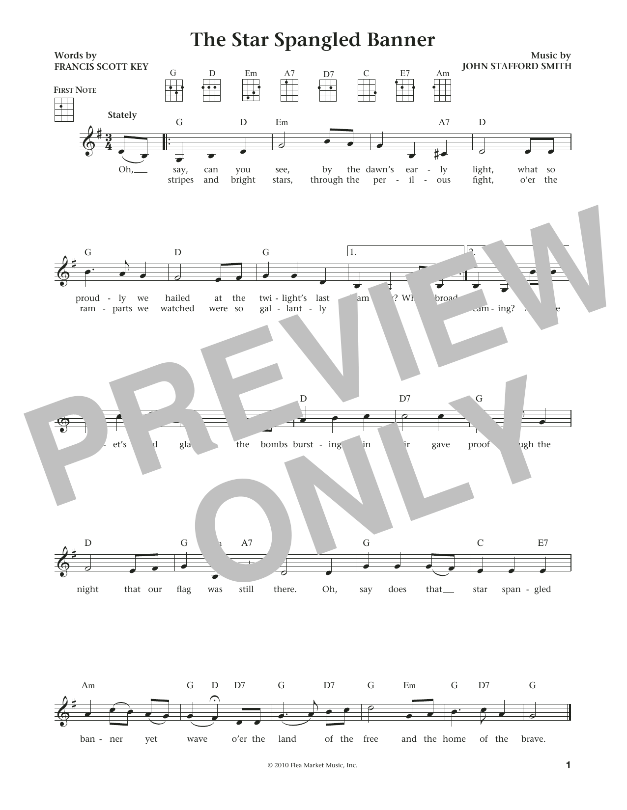 The Star Spangled Banner (from The Daily Ukulele) (arr. Liz and Jim Beloff) (Ukulele) von Francis Scott Key