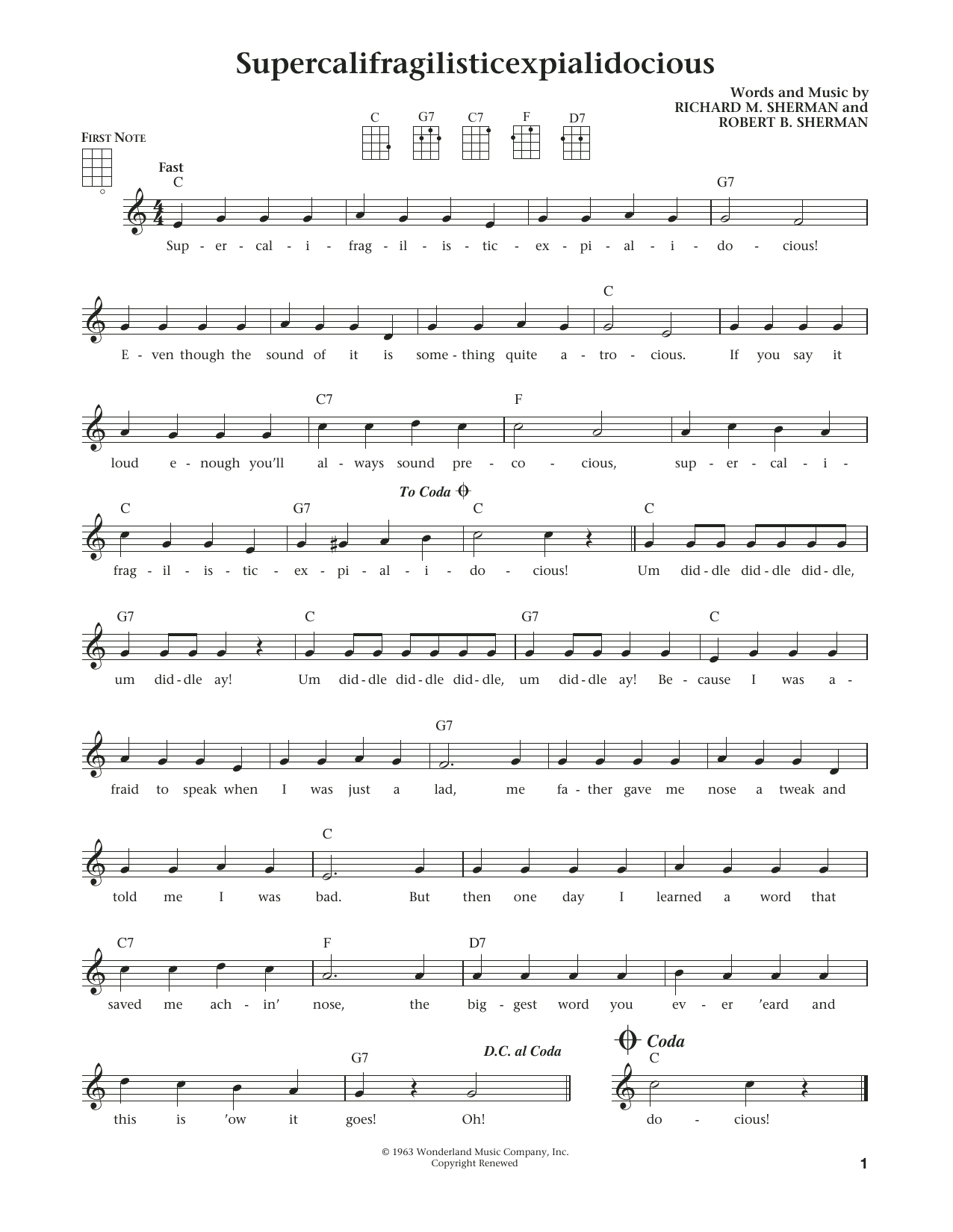 Supercalifragilisticexpialidocious (from The Daily Ukulele) (arr. Liz and Jim Beloff) (Ukulele) von Julie Andrews