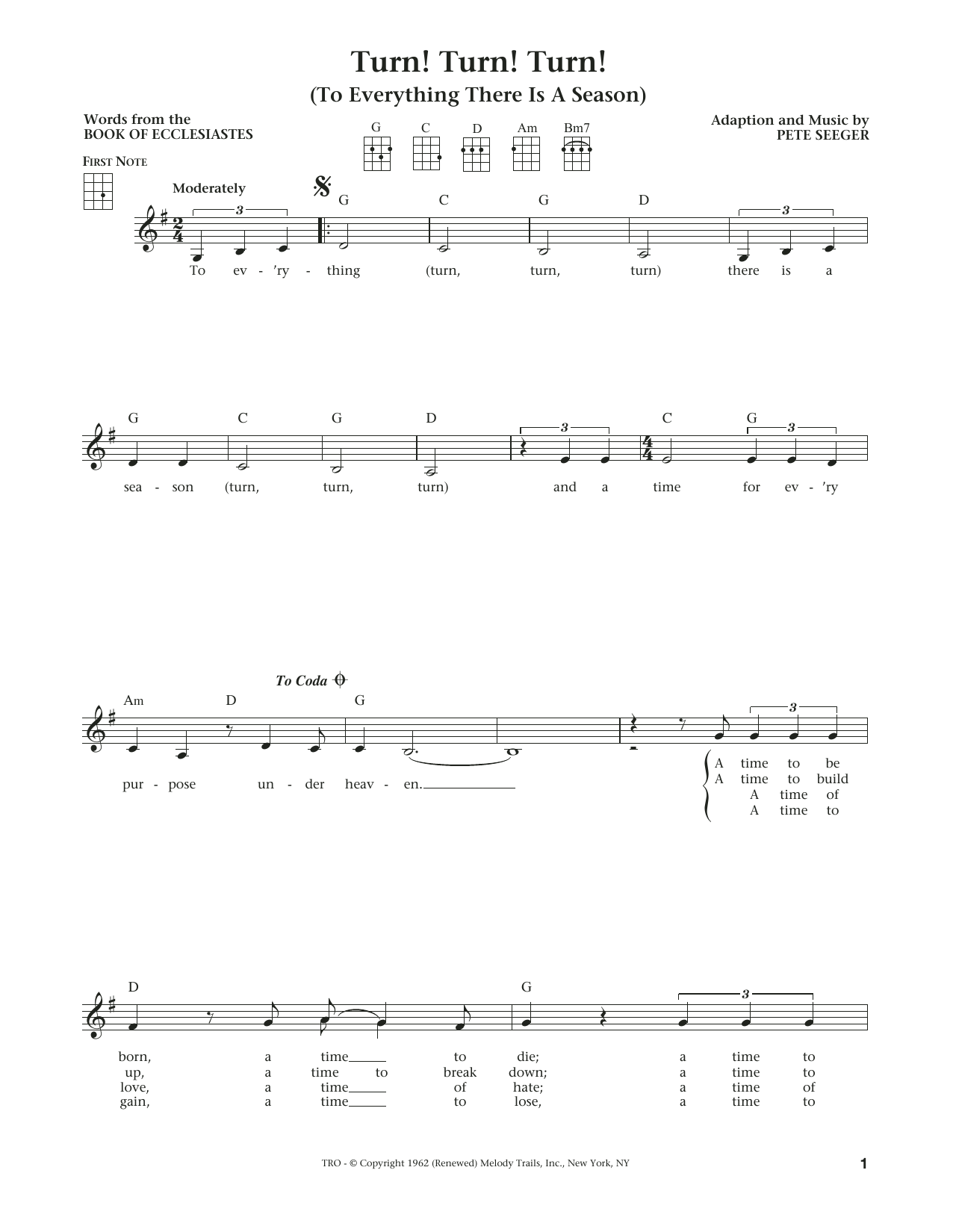 Turn! Turn! Turn! (To Everything There Is A Season) (The Daily Ukulele) (arr. Liz and Jim Beloff) (Ukulele) von The Byrds