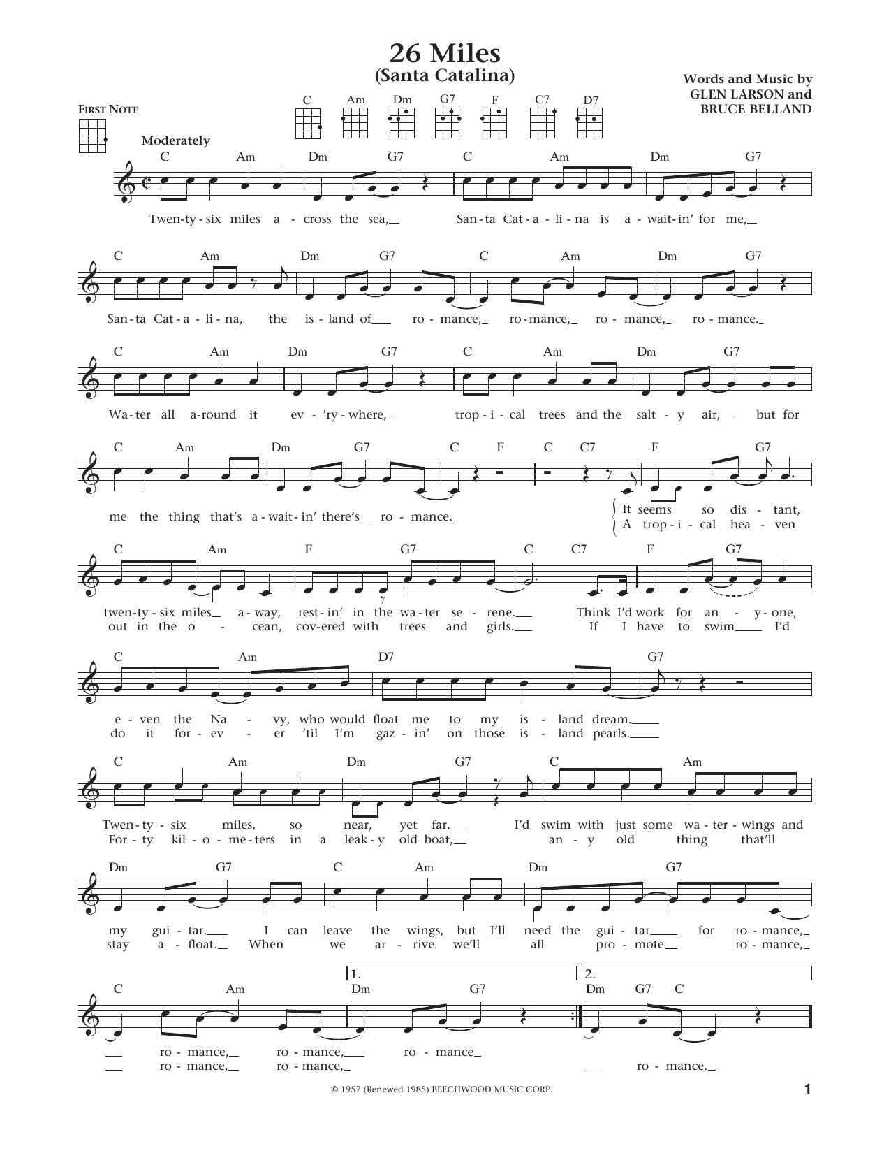 26 Miles (Santa Catalina) (from The Daily Ukulele) (arr. Liz and Jim Beloff) (Ukulele) von Four Preps