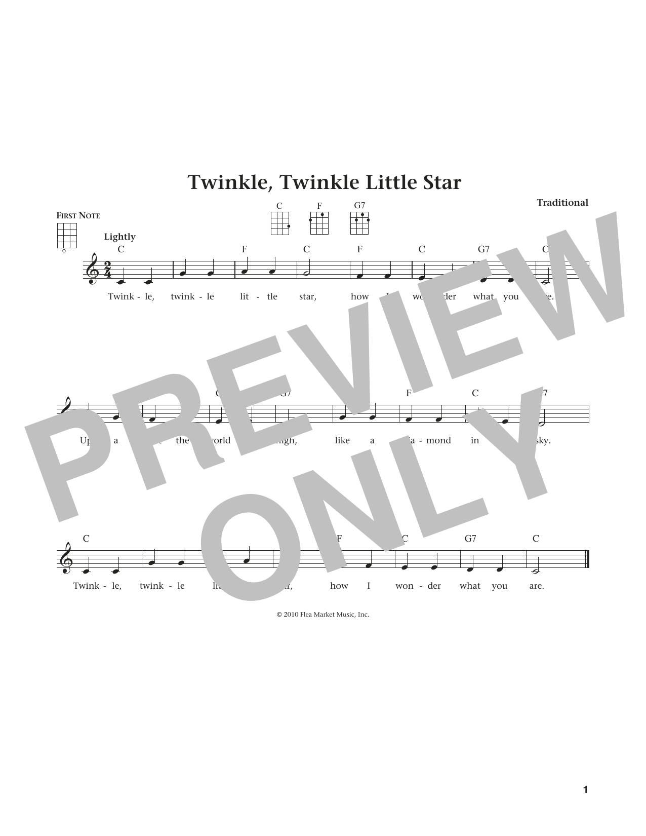 Twinkle, Twinkle Little Star (from The Daily Ukulele) (arr. Liz and Jim Beloff) (Ukulele) von Traditional