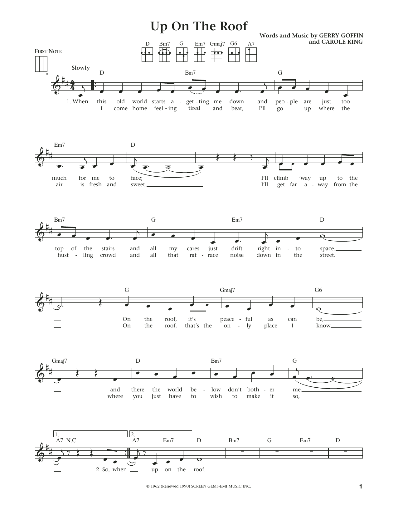 Up On The Roof (from The Daily Ukulele) (arr. Liz and Jim Beloff) (Ukulele) von The Drifters