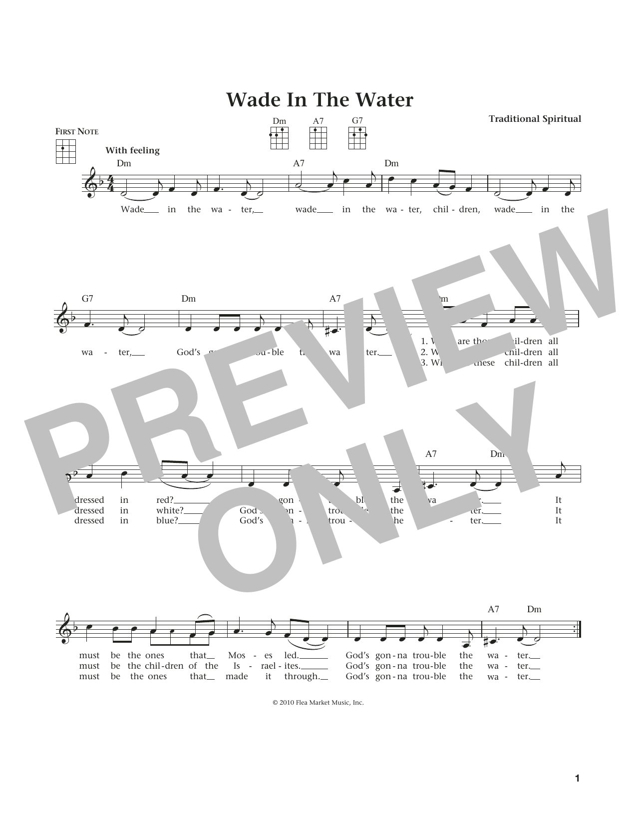 Wade In The Water (from The Daily Ukulele) (arr. Liz and Jim Beloff) (Ukulele) von Traditional Spiritual