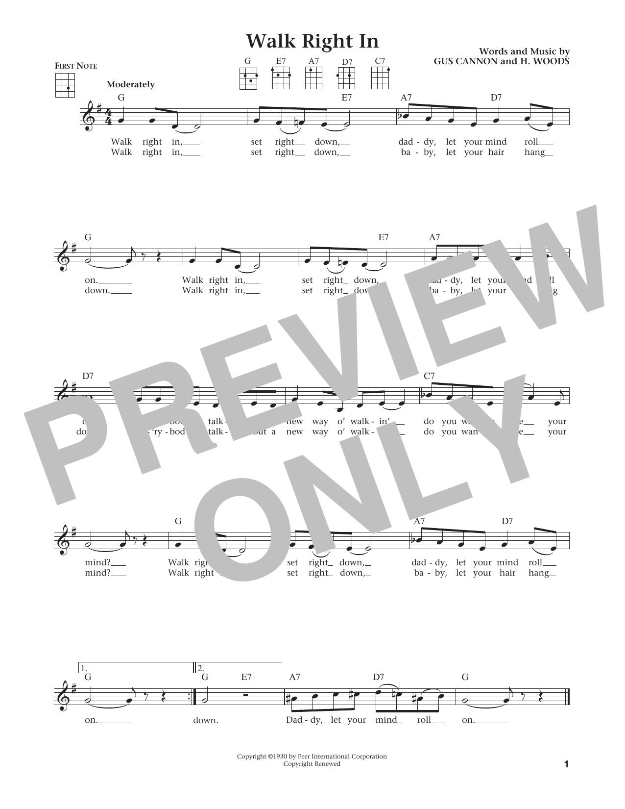 Walk Right In (from The Daily Ukulele) (arr. Liz and Jim Beloff) (Ukulele) von The Rooftop Singers