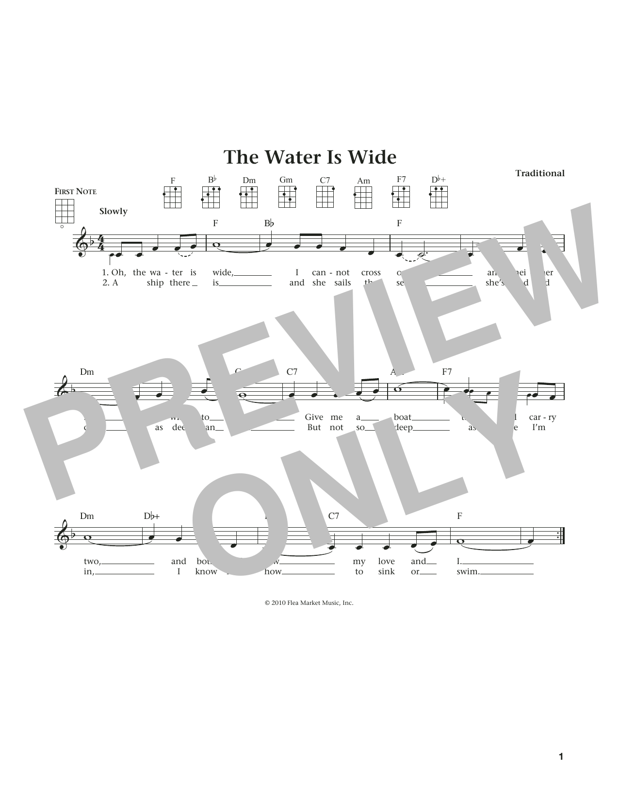 Water Is Wide (from The Daily Ukulele) (arr. Liz and Jim Beloff) (Ukulele) von Traditional