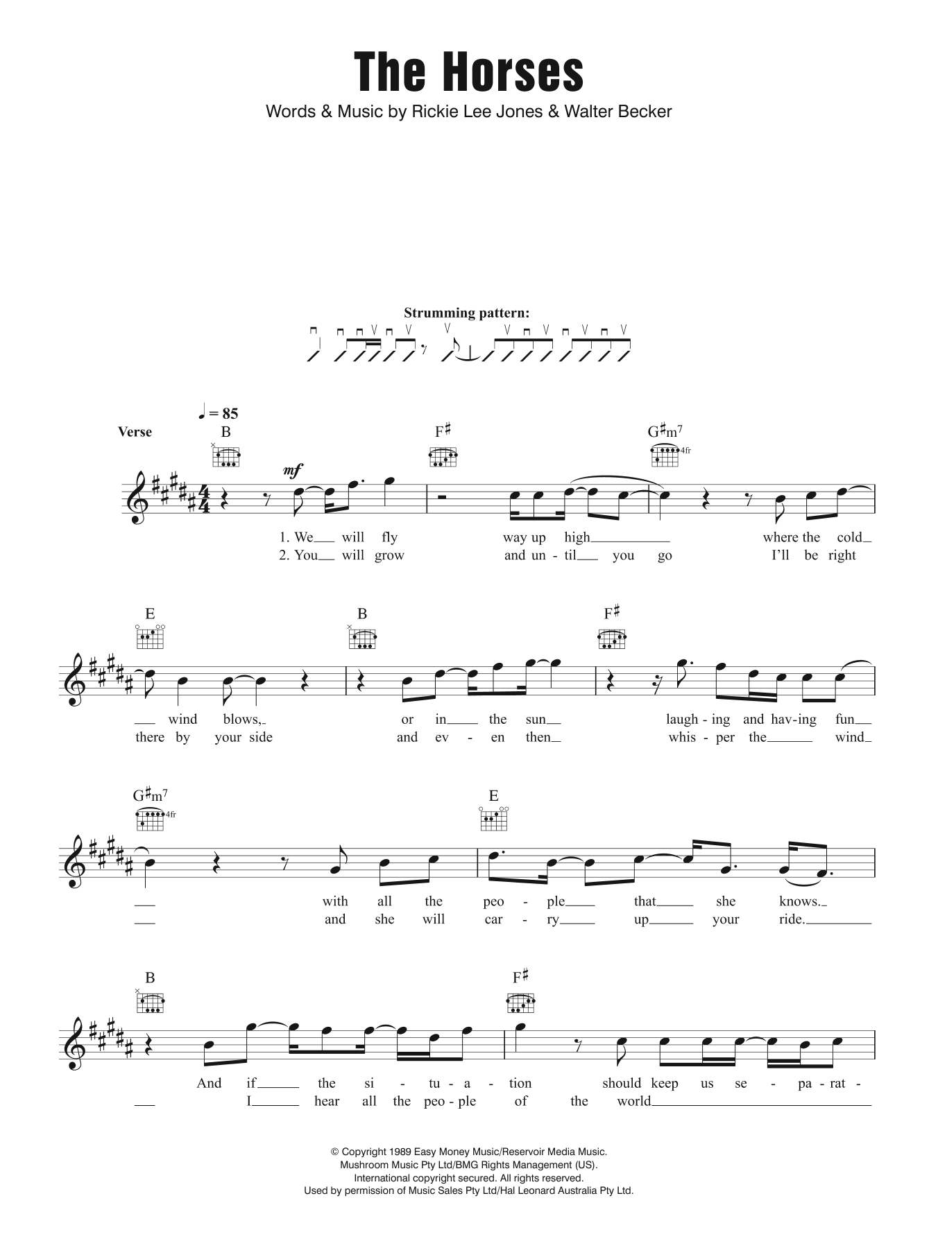 The Horses (Lead Sheet / Fake Book) von Daryl Braithwaite