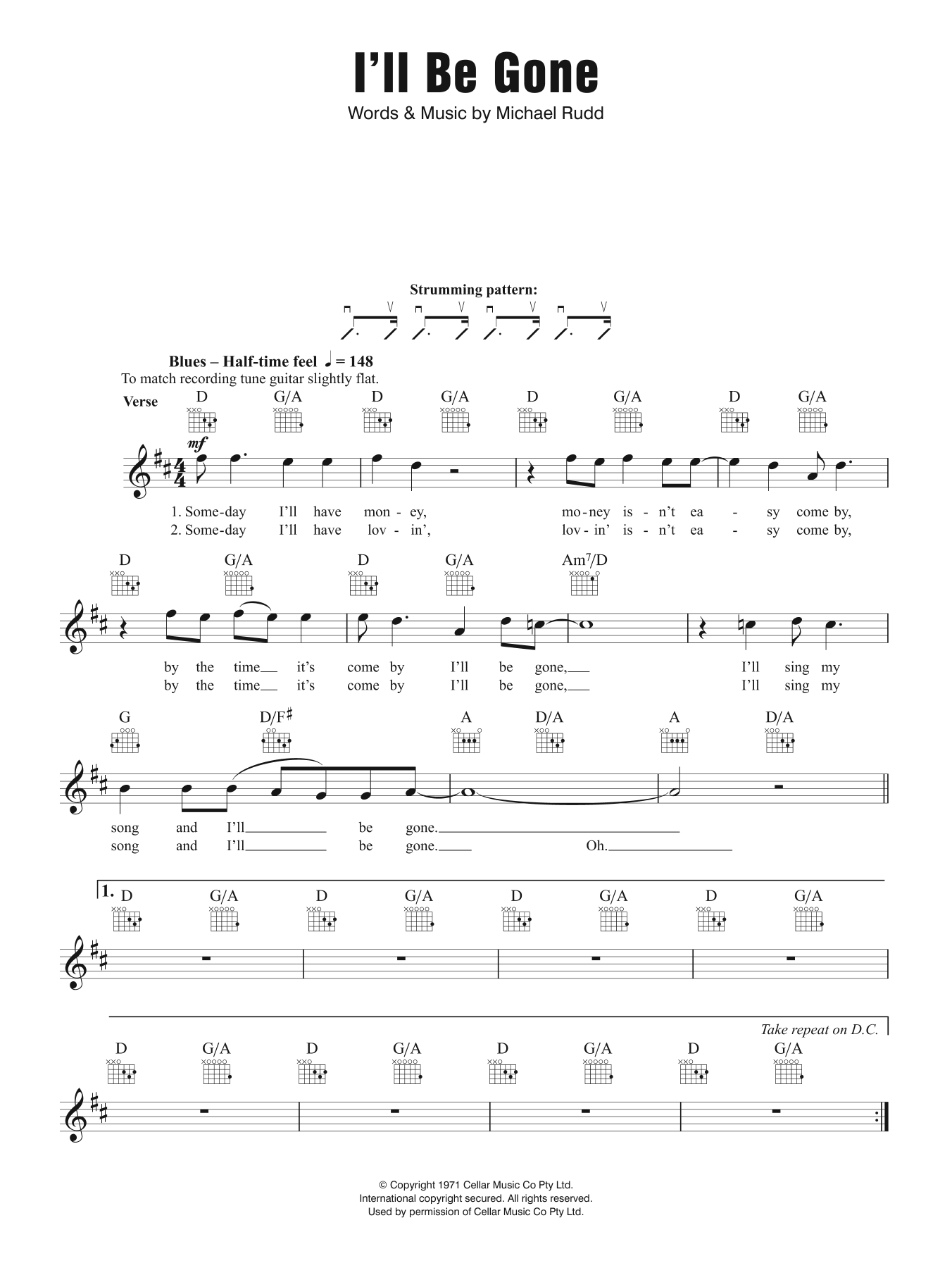 I'll Be Gone (Lead Sheet / Fake Book) von Spectrum